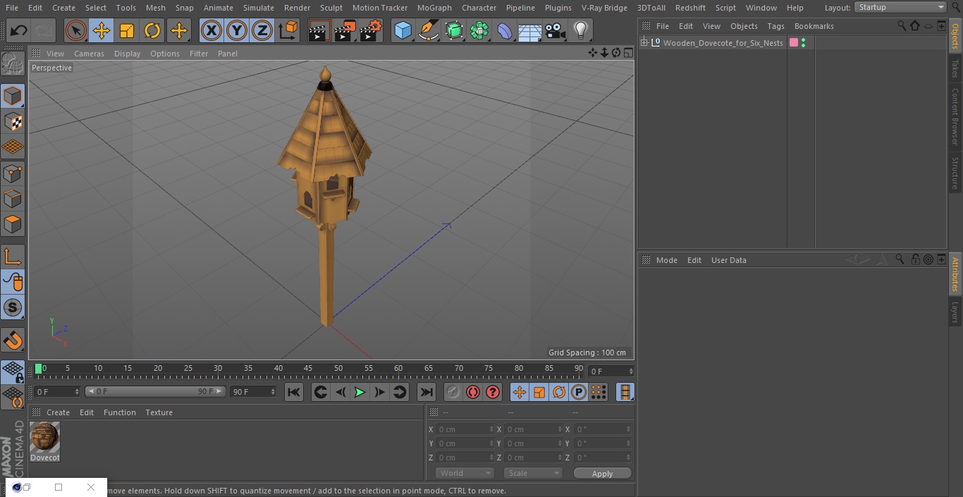 Wooden Dovecote for Six Nests 3D model