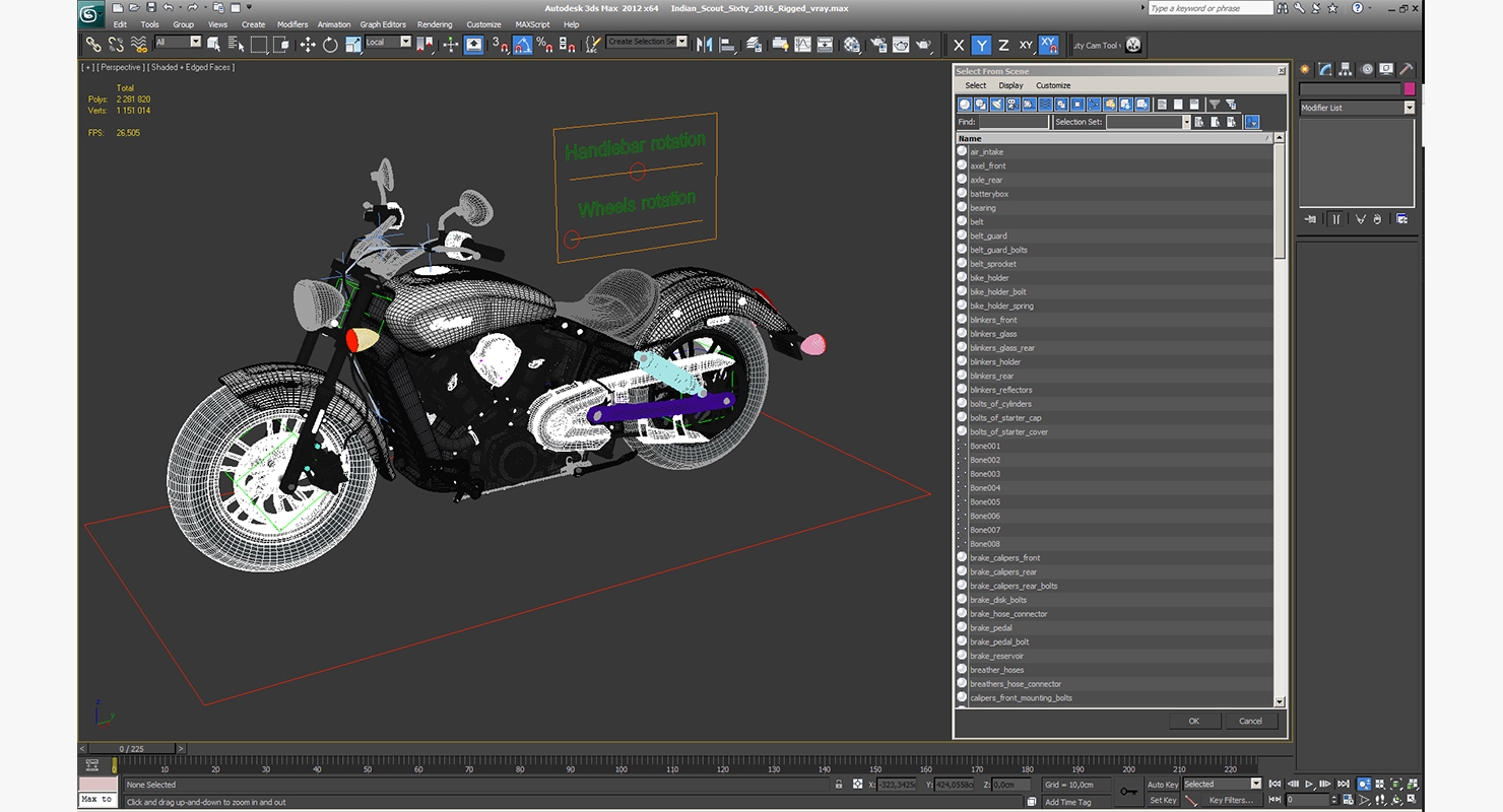 3D Motorcycle Indian Scout Sixty 2016 Rigged