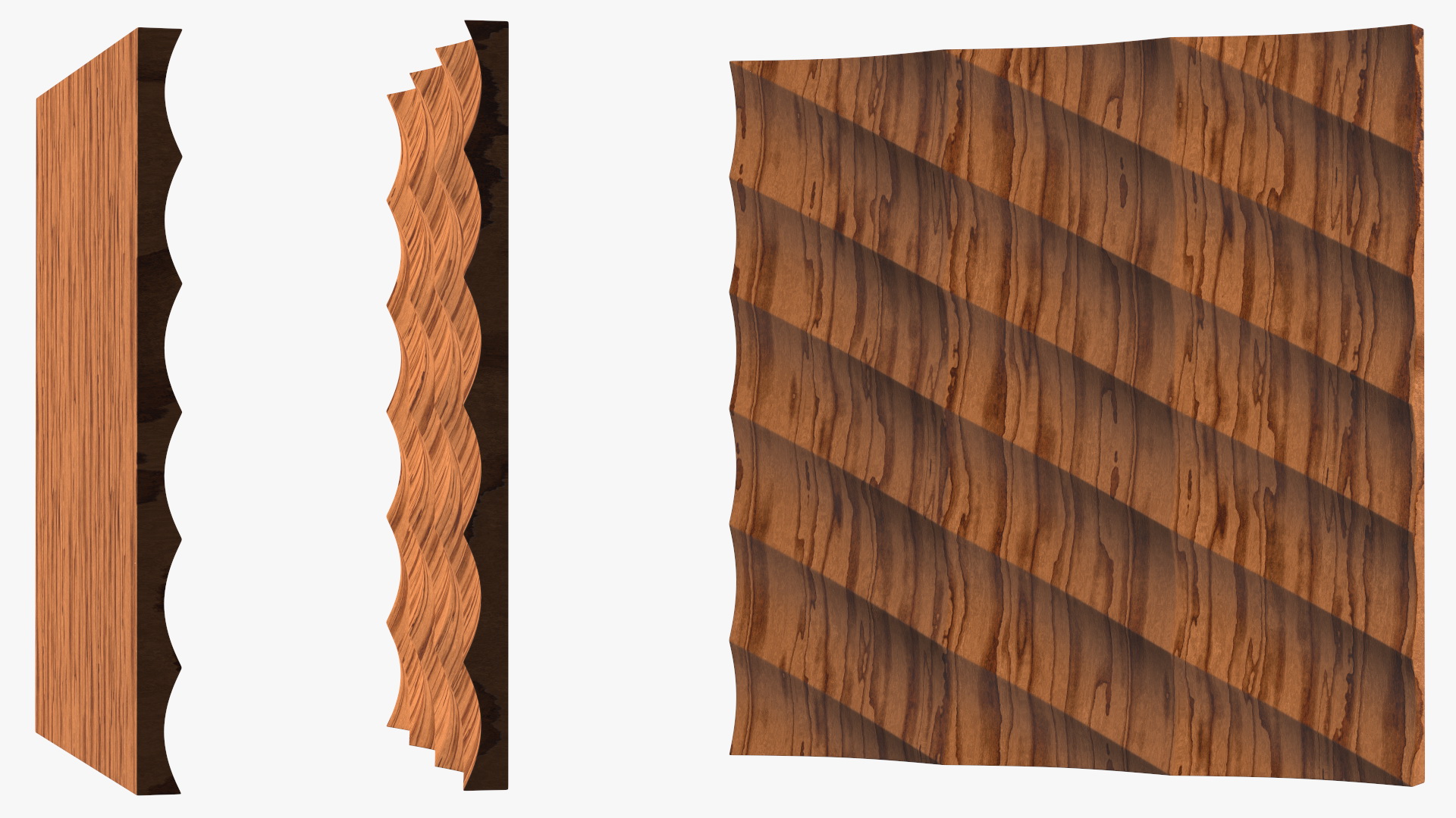 3D 3D Wall Panel Half Pipe Wood model