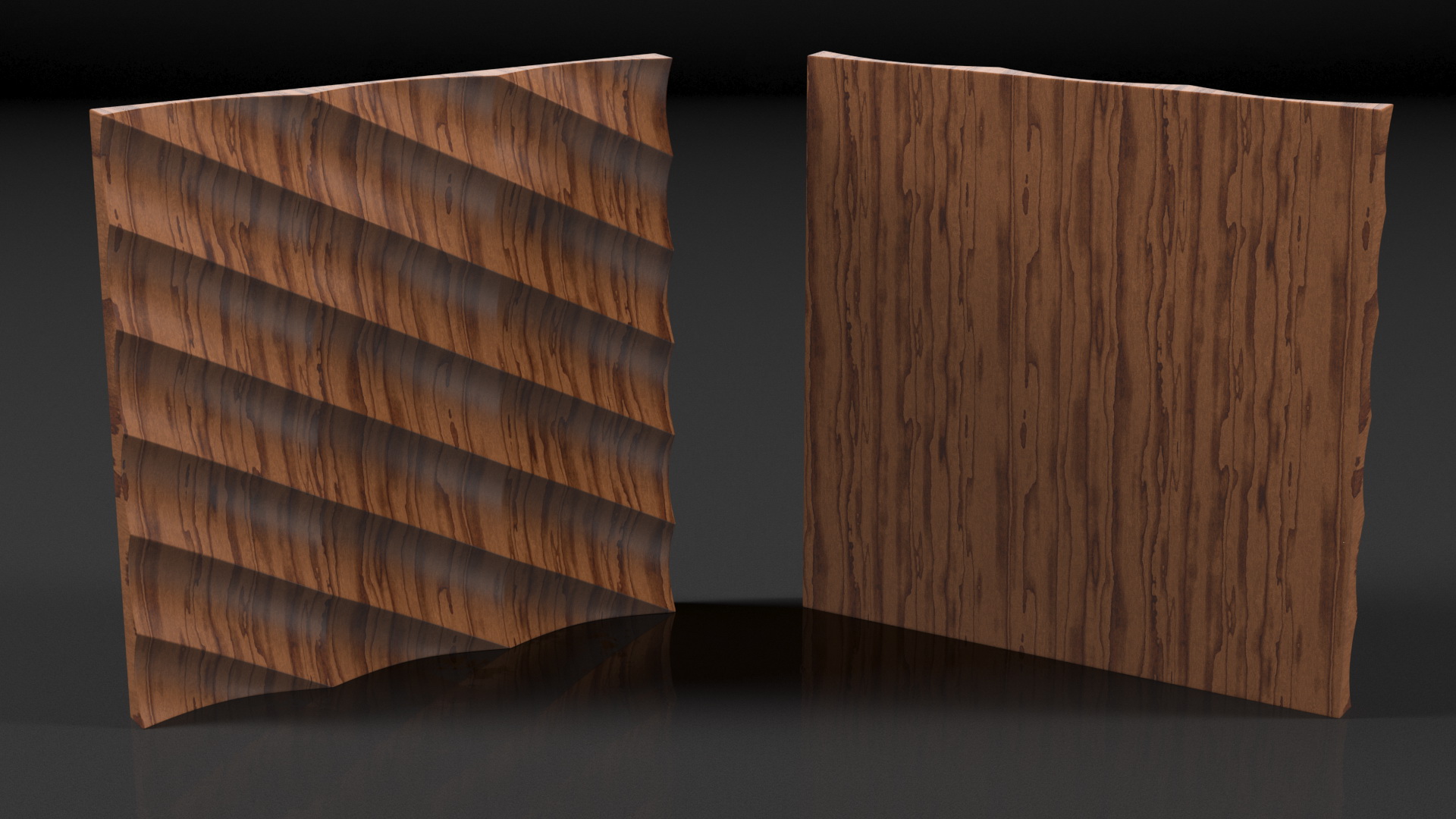 3D 3D Wall Panel Half Pipe Wood model