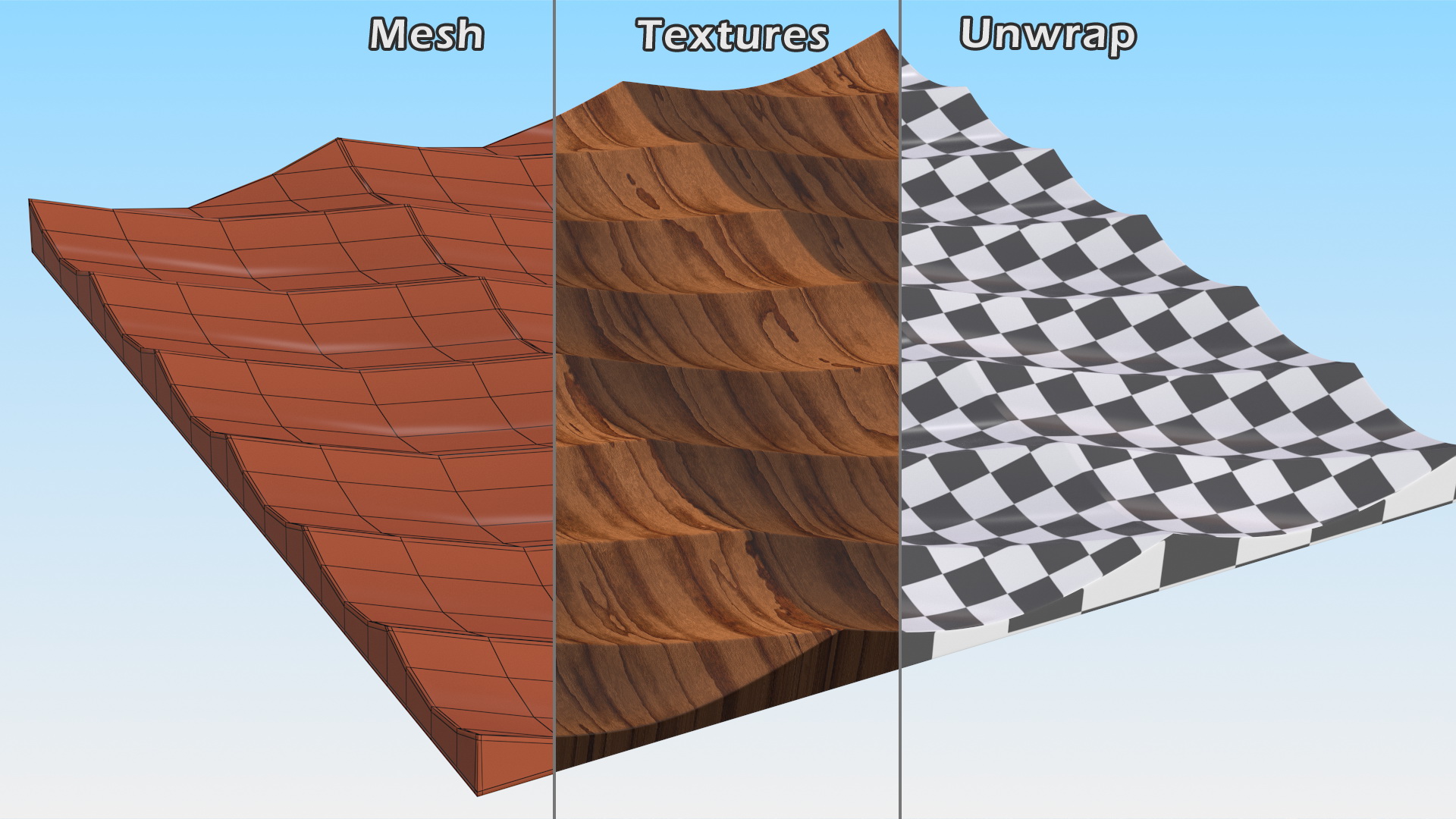 3D 3D Wall Panel Half Pipe Wood model