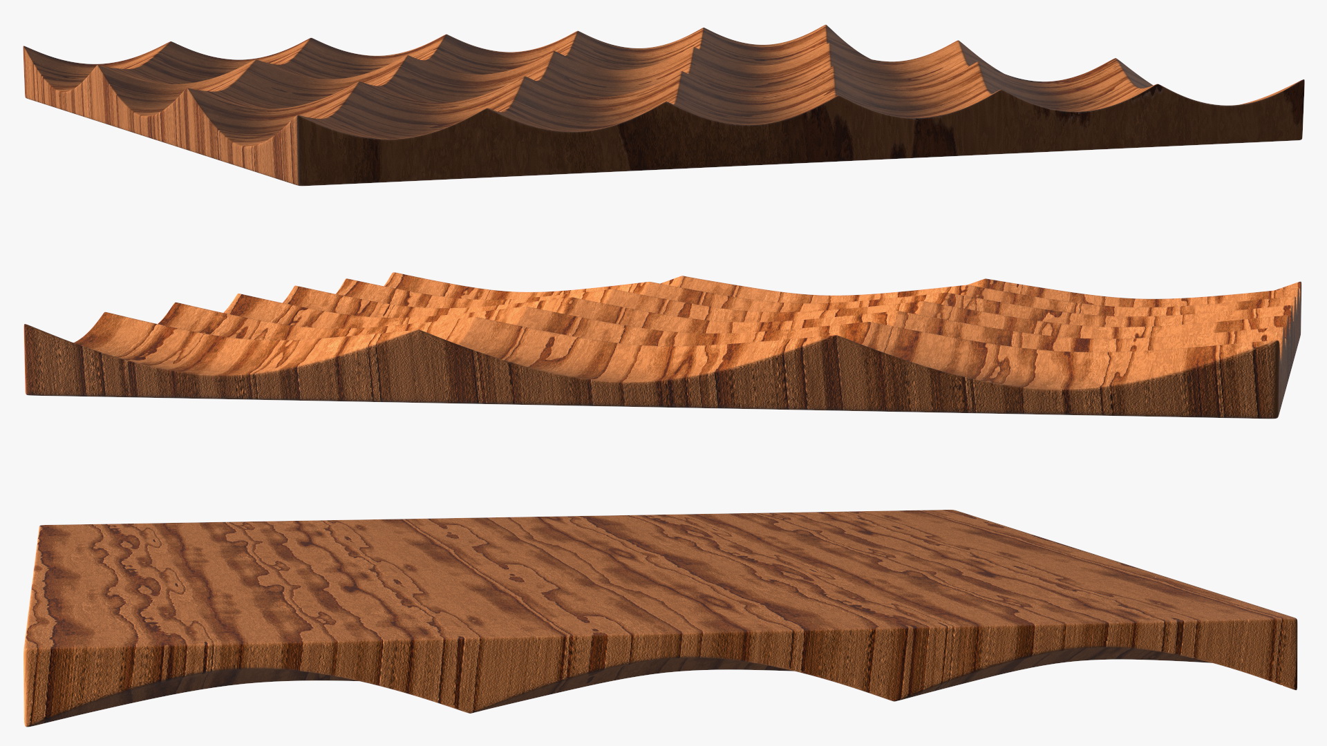 3D 3D Wall Panel Half Pipe Wood model