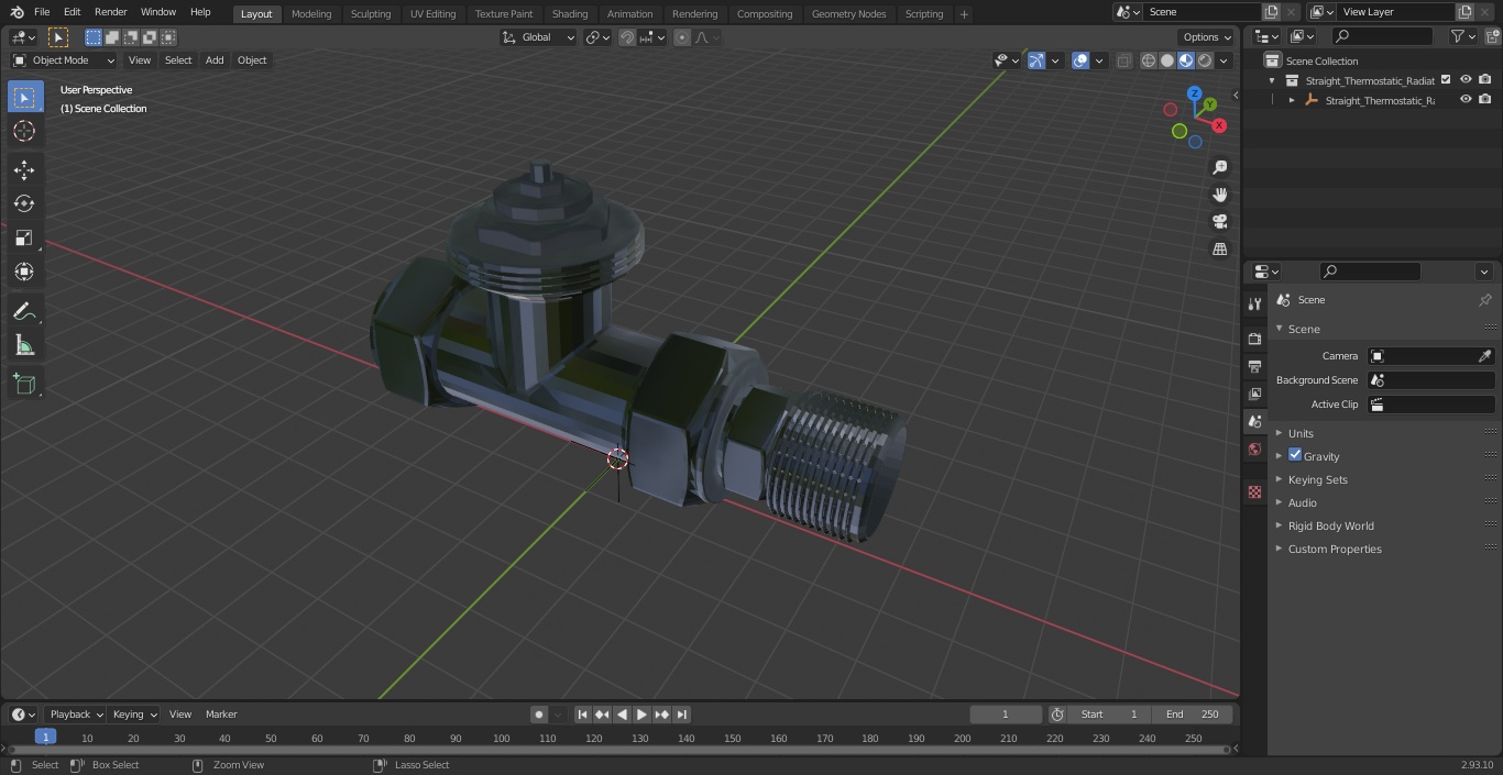 3D Straight Thermostatic Radiator Valve