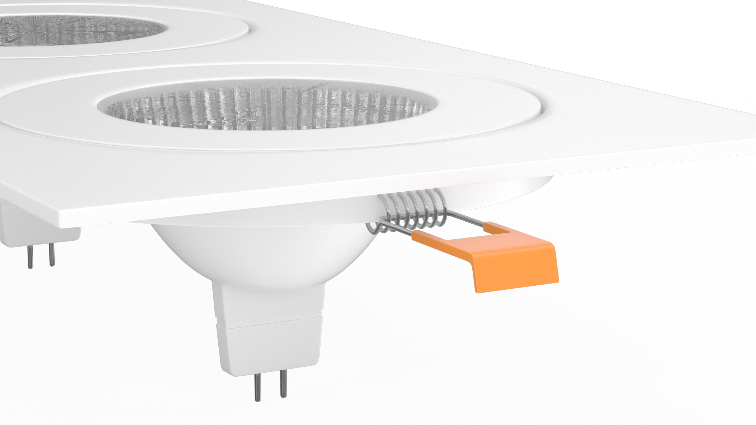 Rectangle Surface Mount 3 Light Luminaire White 3D