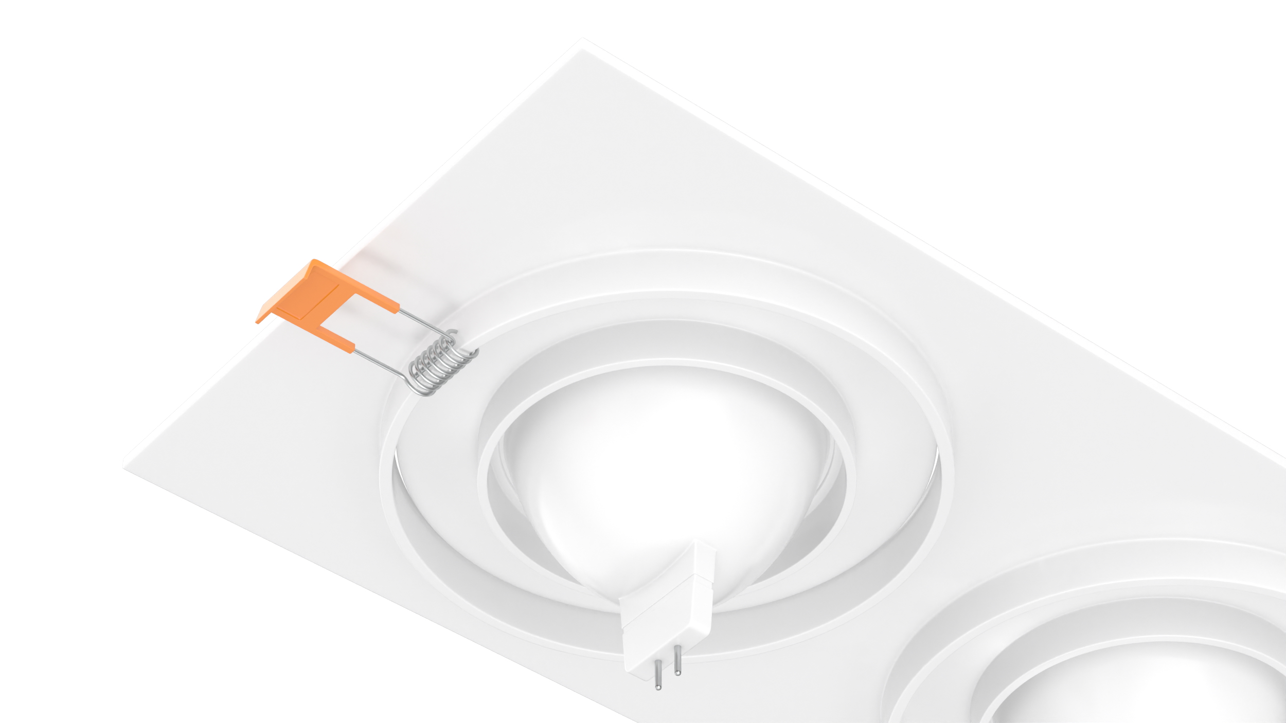 Rectangle Surface Mount 3 Light Luminaire White 3D