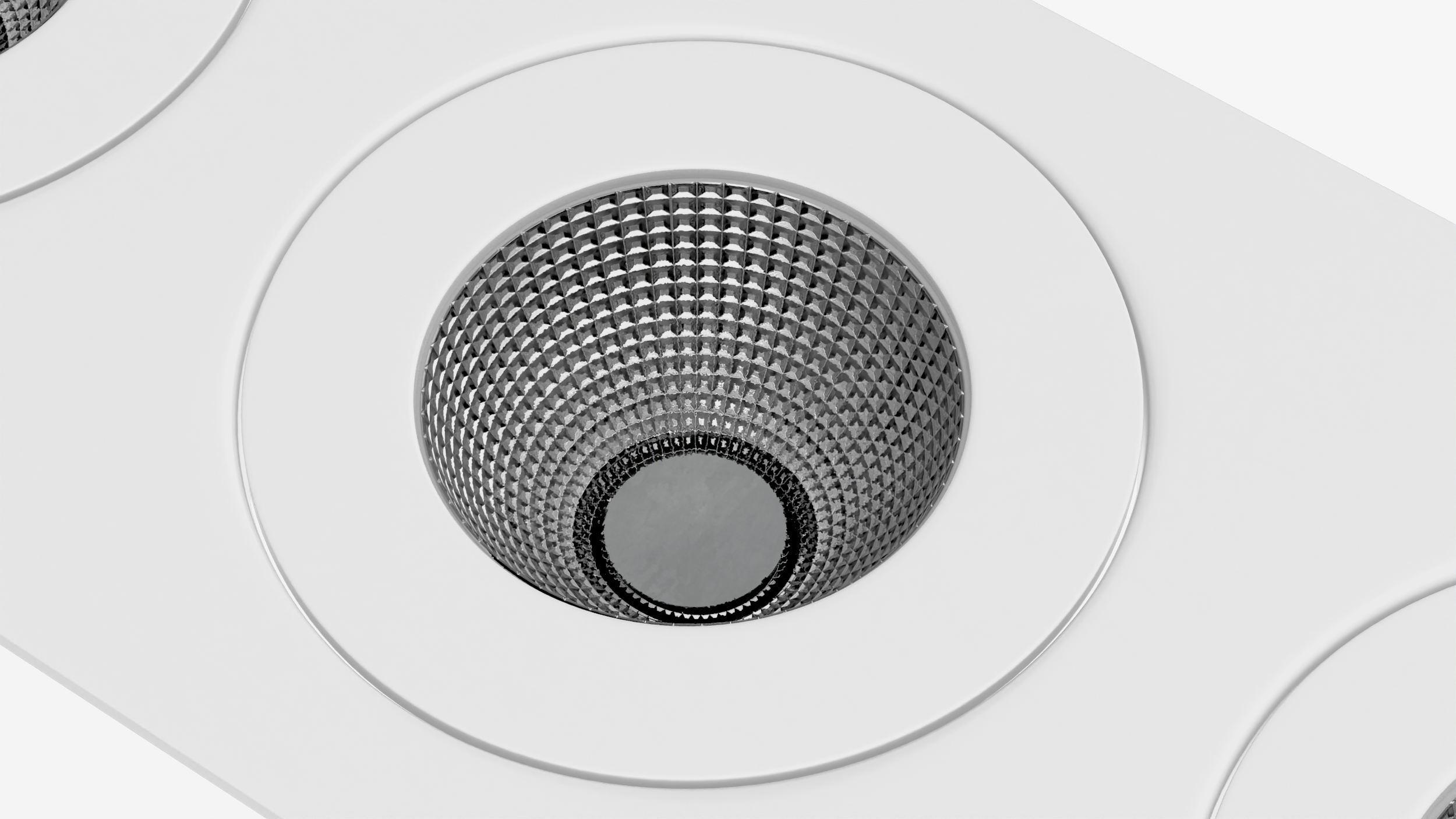 Rectangle Surface Mount 3 Light Luminaire White 3D