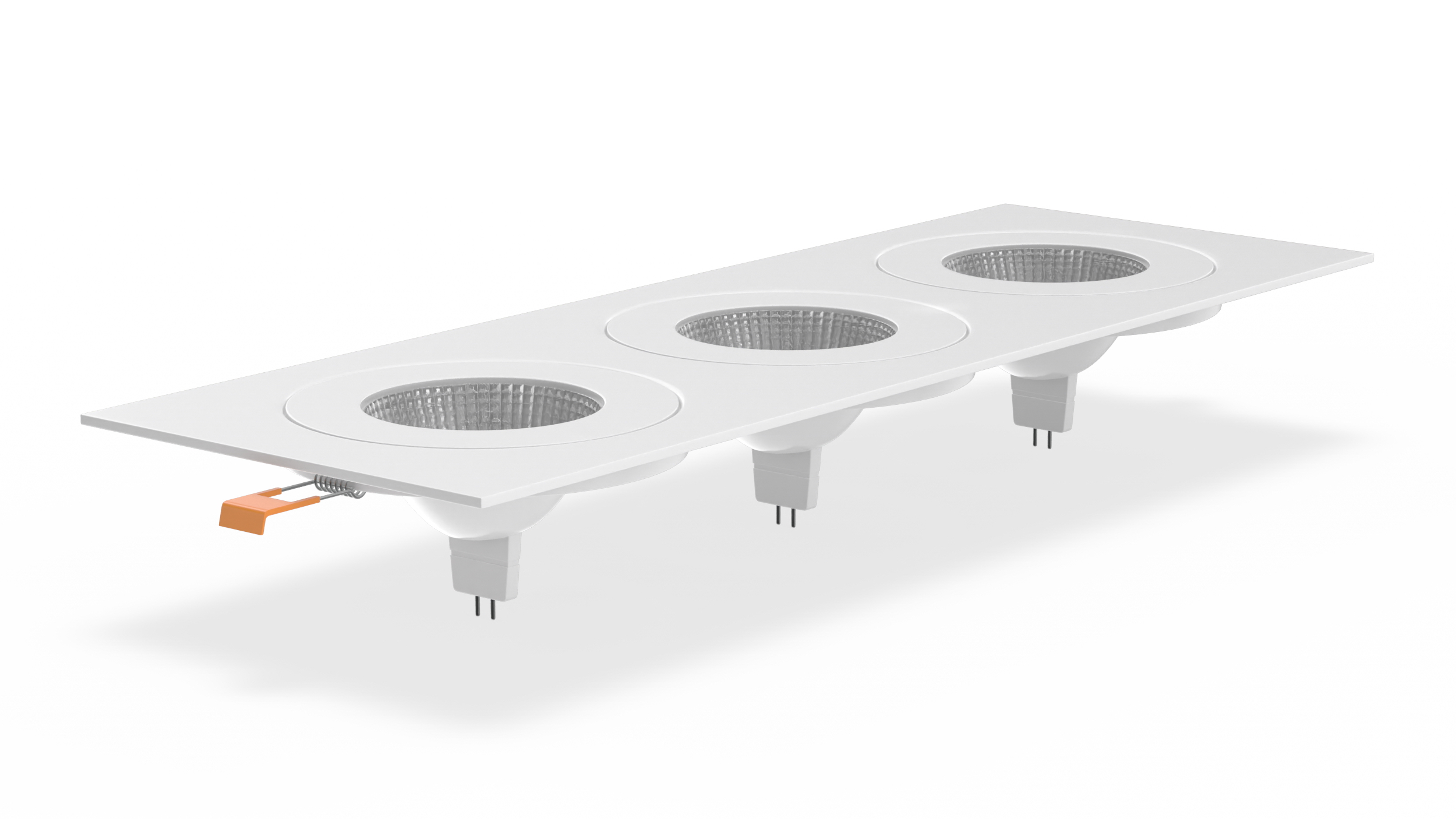 Rectangle Surface Mount 3 Light Luminaire White 3D