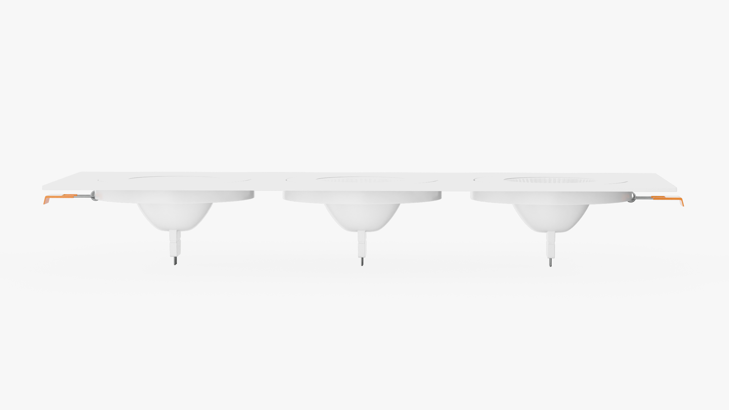 Rectangle Surface Mount 3 Light Luminaire White 3D