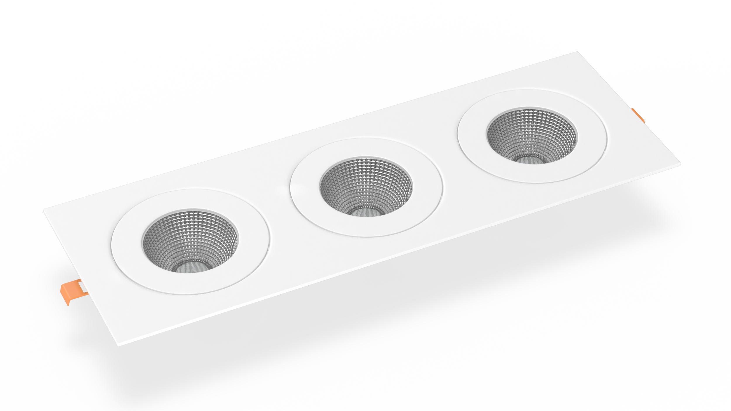 Rectangle Surface Mount 3 Light Luminaire White 3D
