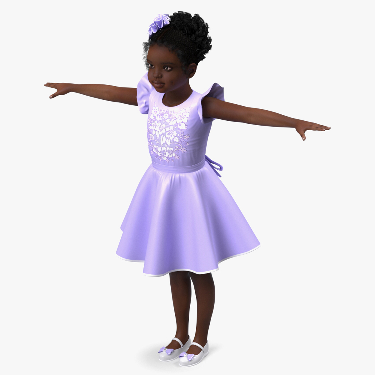 Black Child Girl Party Style Rigged for Modo 3D model