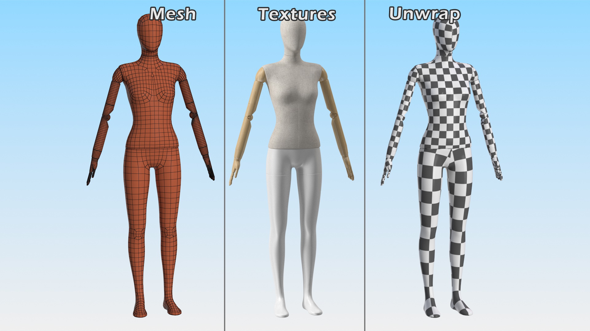 3D Flexible Female Mannequin Neutral Pose model