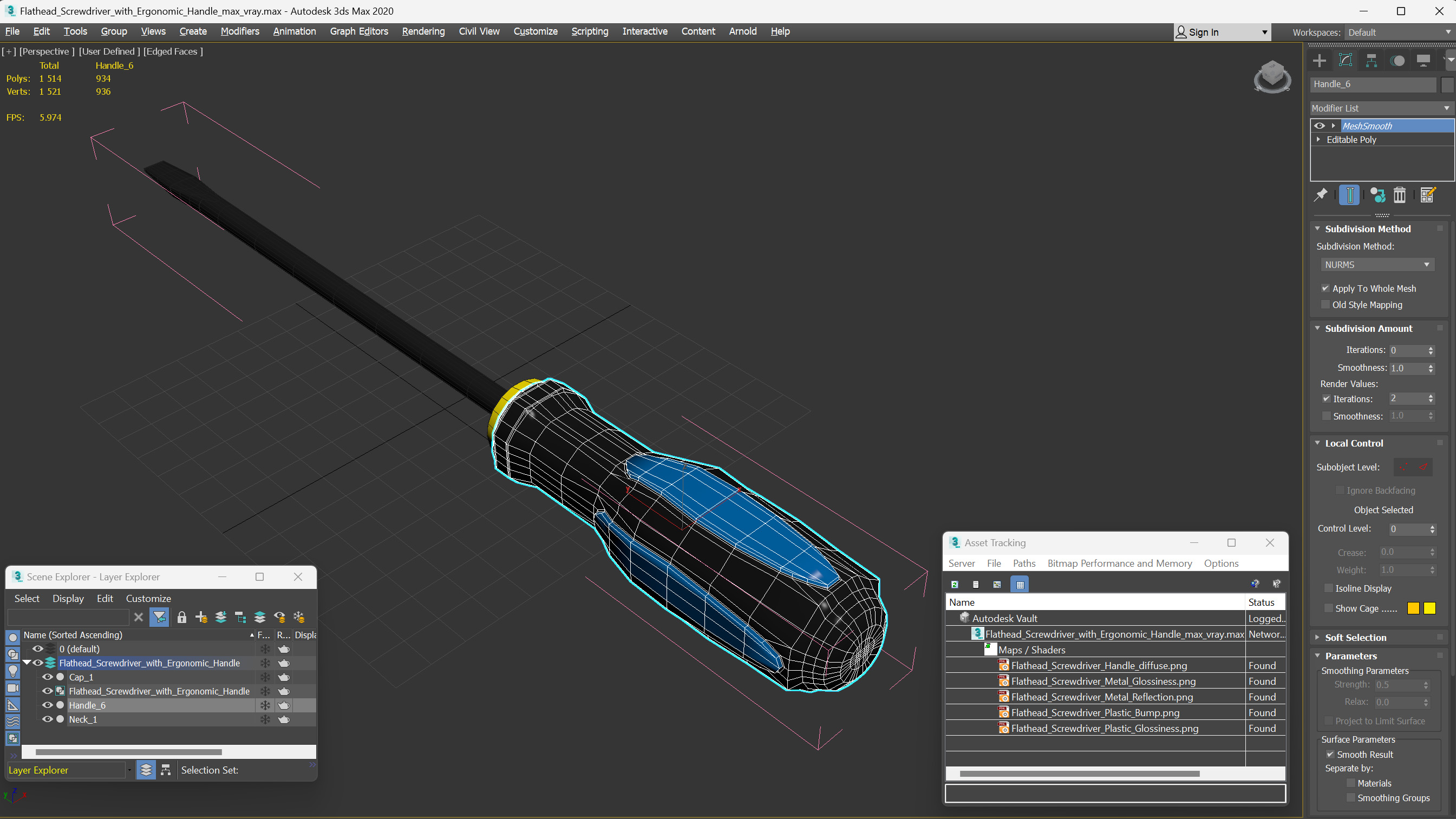 Flathead Screwdriver with Ergonomic Handle 3D