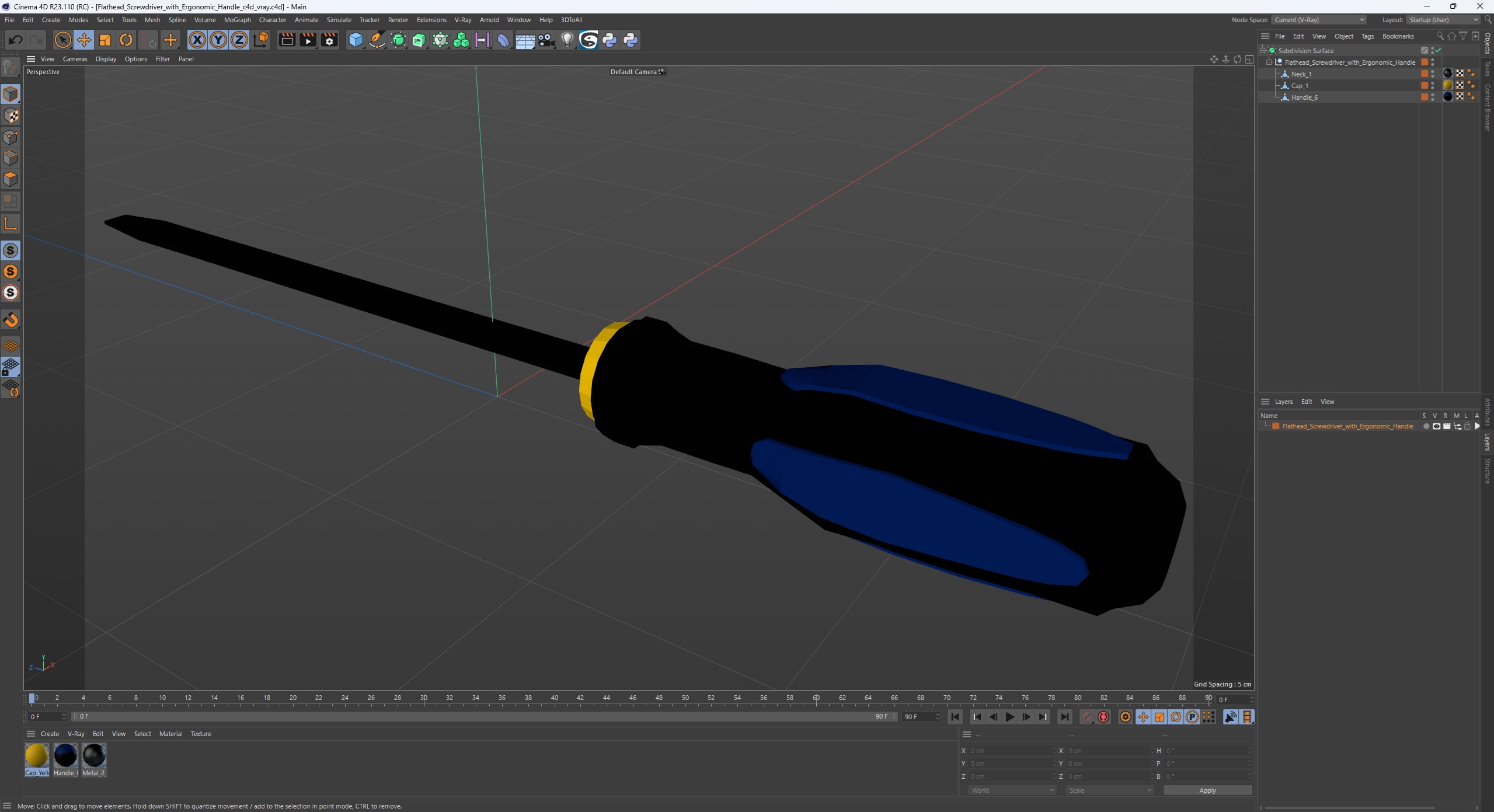 Flathead Screwdriver with Ergonomic Handle 3D