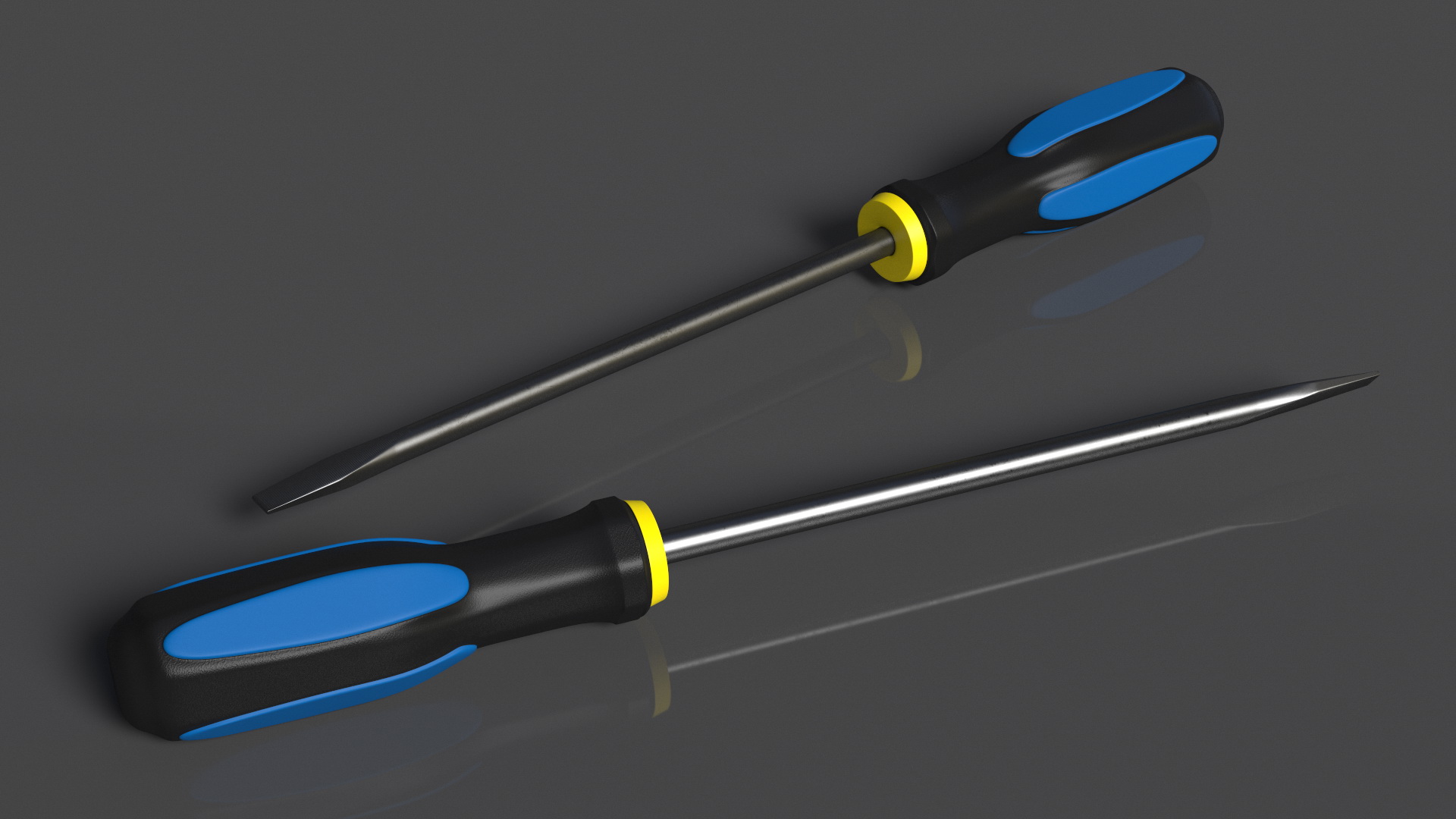 Flathead Screwdriver with Ergonomic Handle 3D