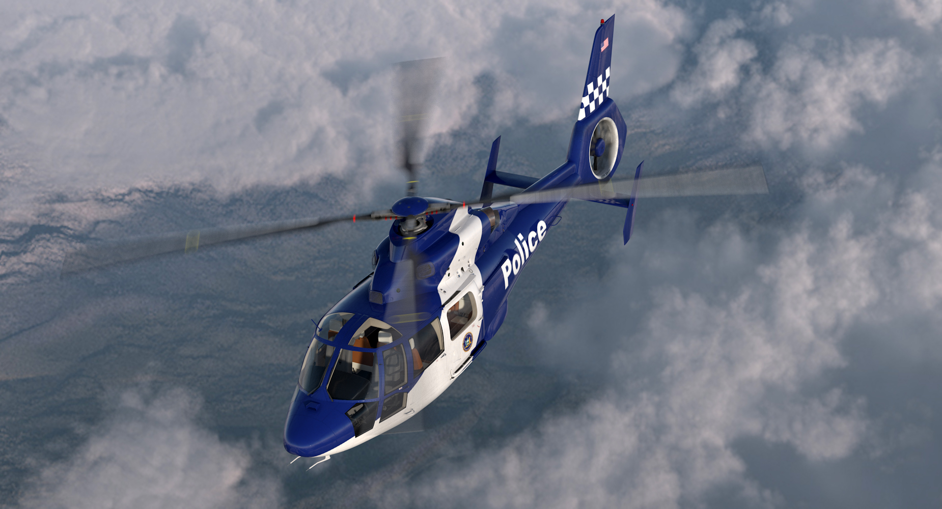 3D Police Helicopter Eurocopter AS 365 N2 Dauphin