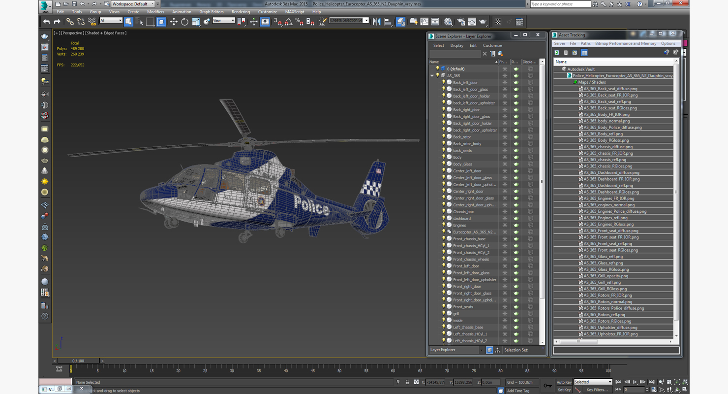 3D Police Helicopter Eurocopter AS 365 N2 Dauphin