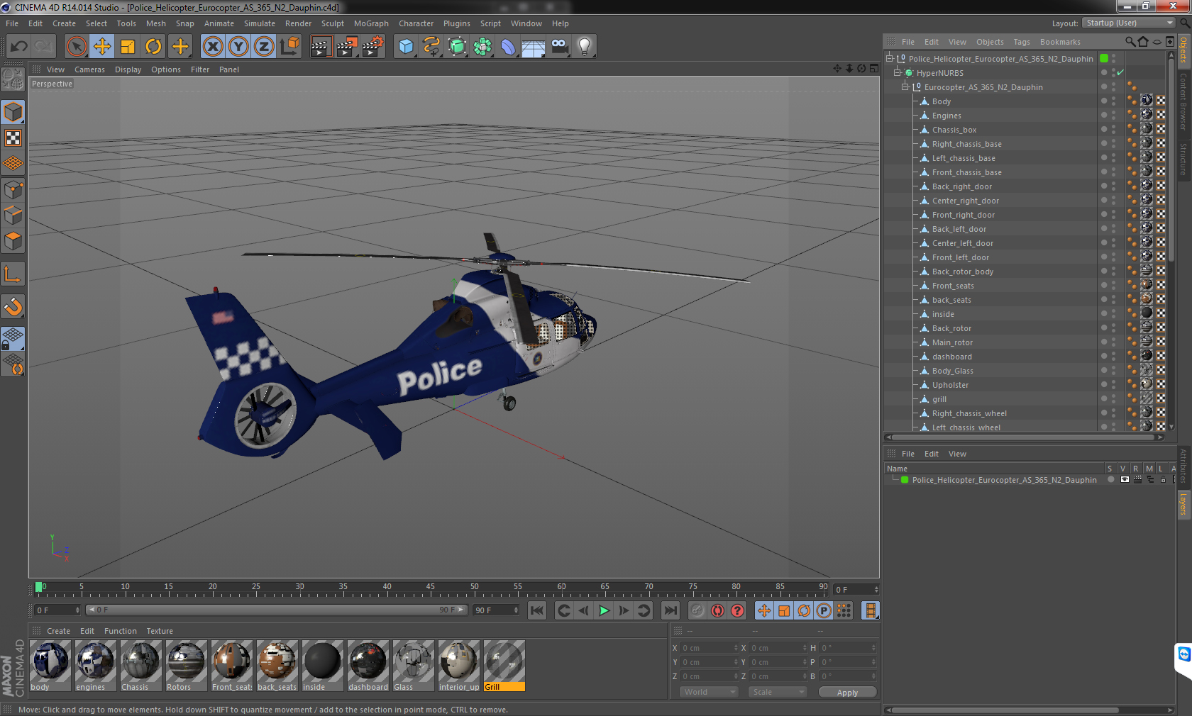 3D Police Helicopter Eurocopter AS 365 N2 Dauphin