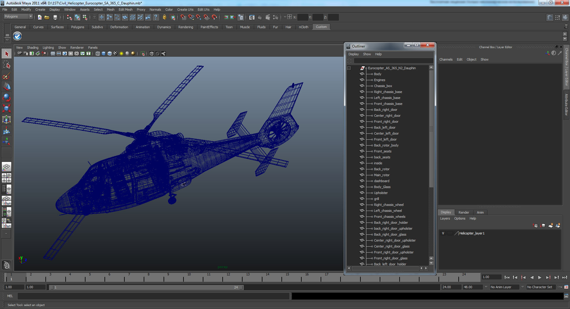3D Police Helicopter Eurocopter AS 365 N2 Dauphin