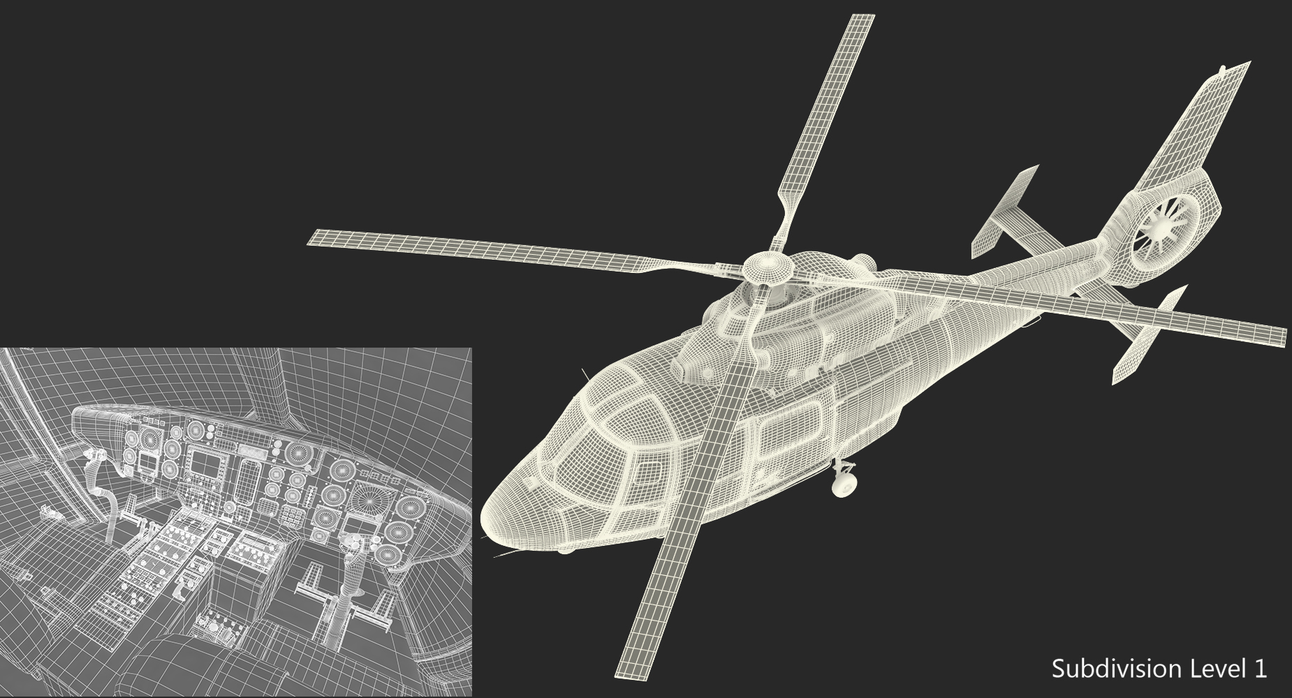 3D Police Helicopter Eurocopter AS 365 N2 Dauphin