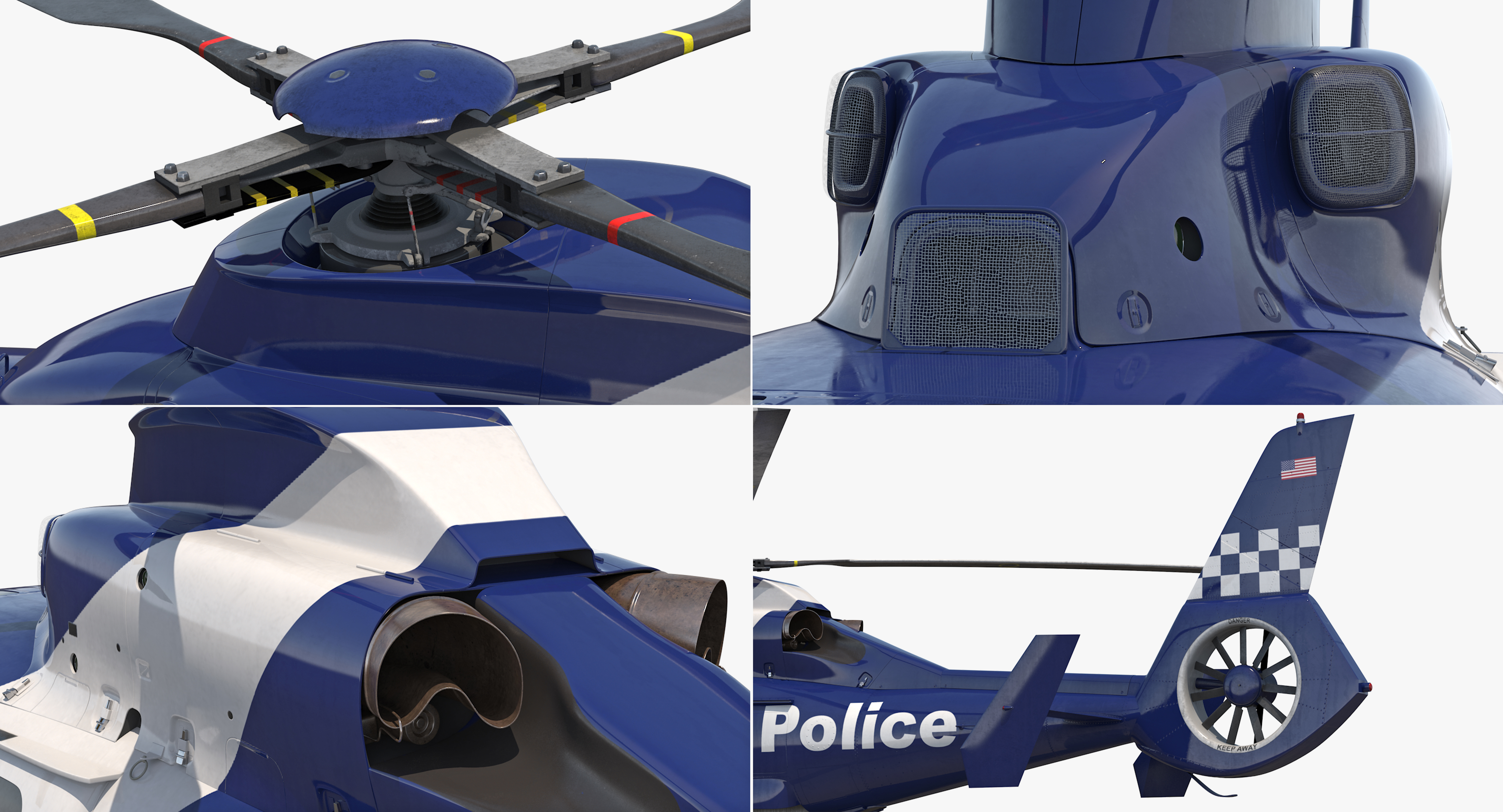 3D Police Helicopter Eurocopter AS 365 N2 Dauphin