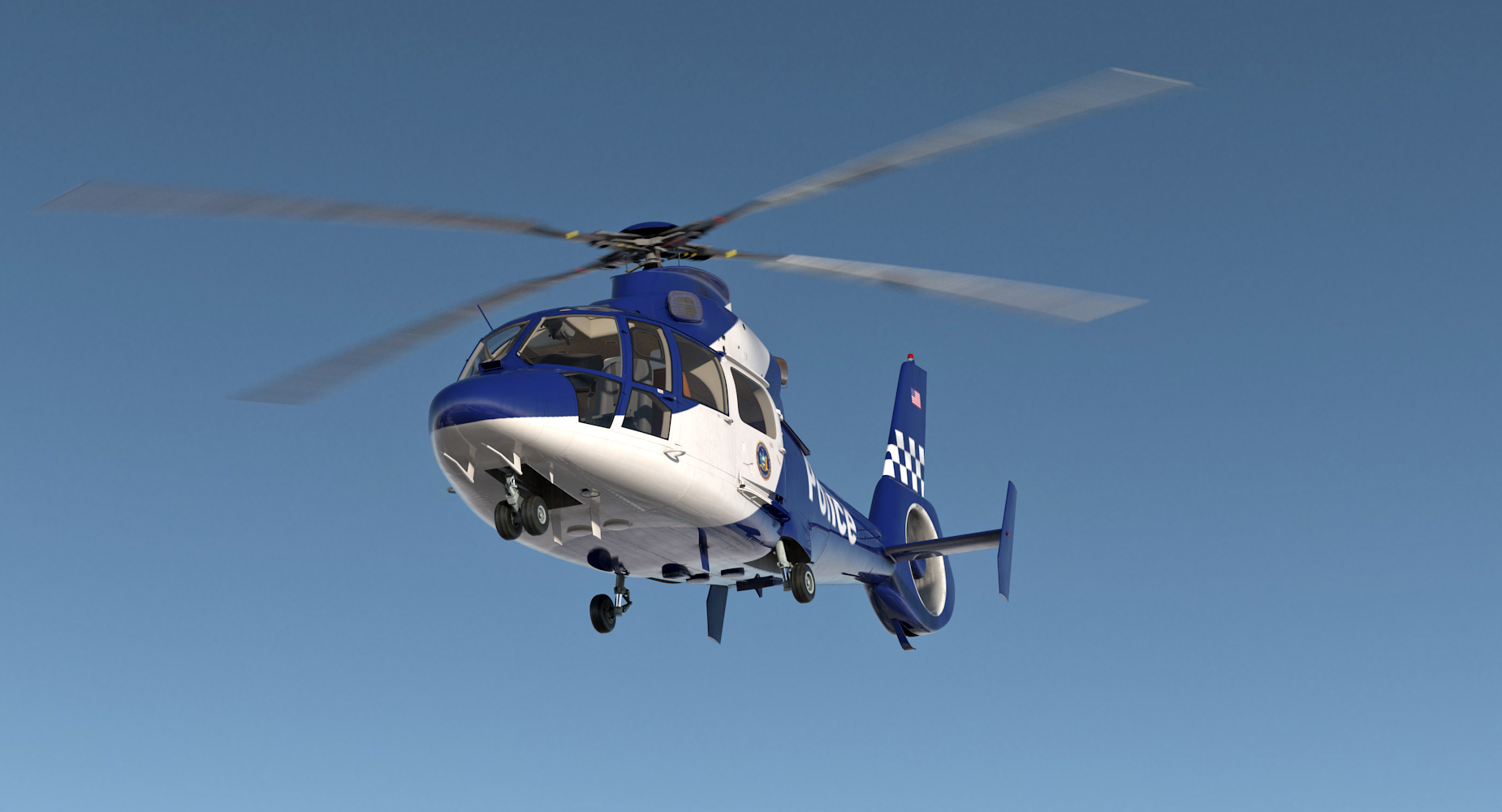 3D Police Helicopter Eurocopter AS 365 N2 Dauphin