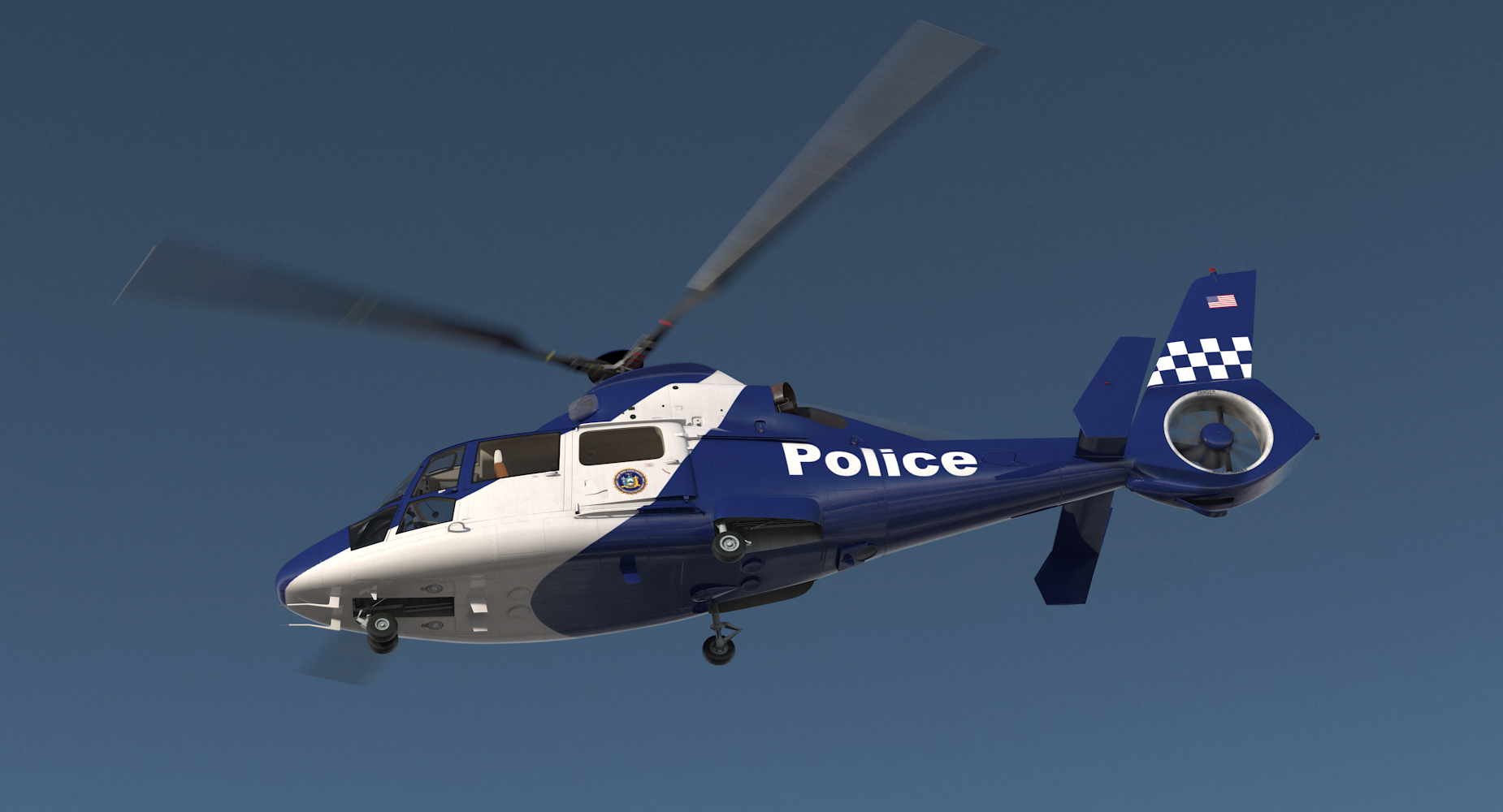 3D Police Helicopter Eurocopter AS 365 N2 Dauphin