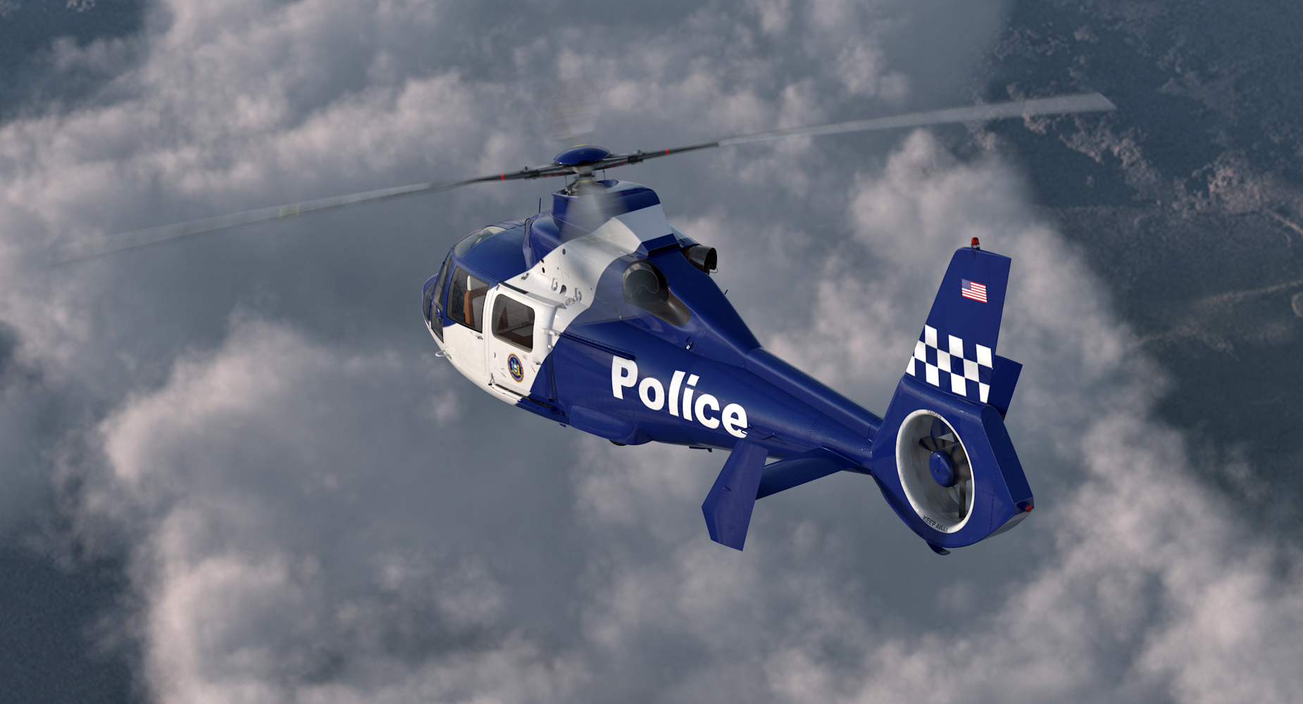 3D Police Helicopter Eurocopter AS 365 N2 Dauphin