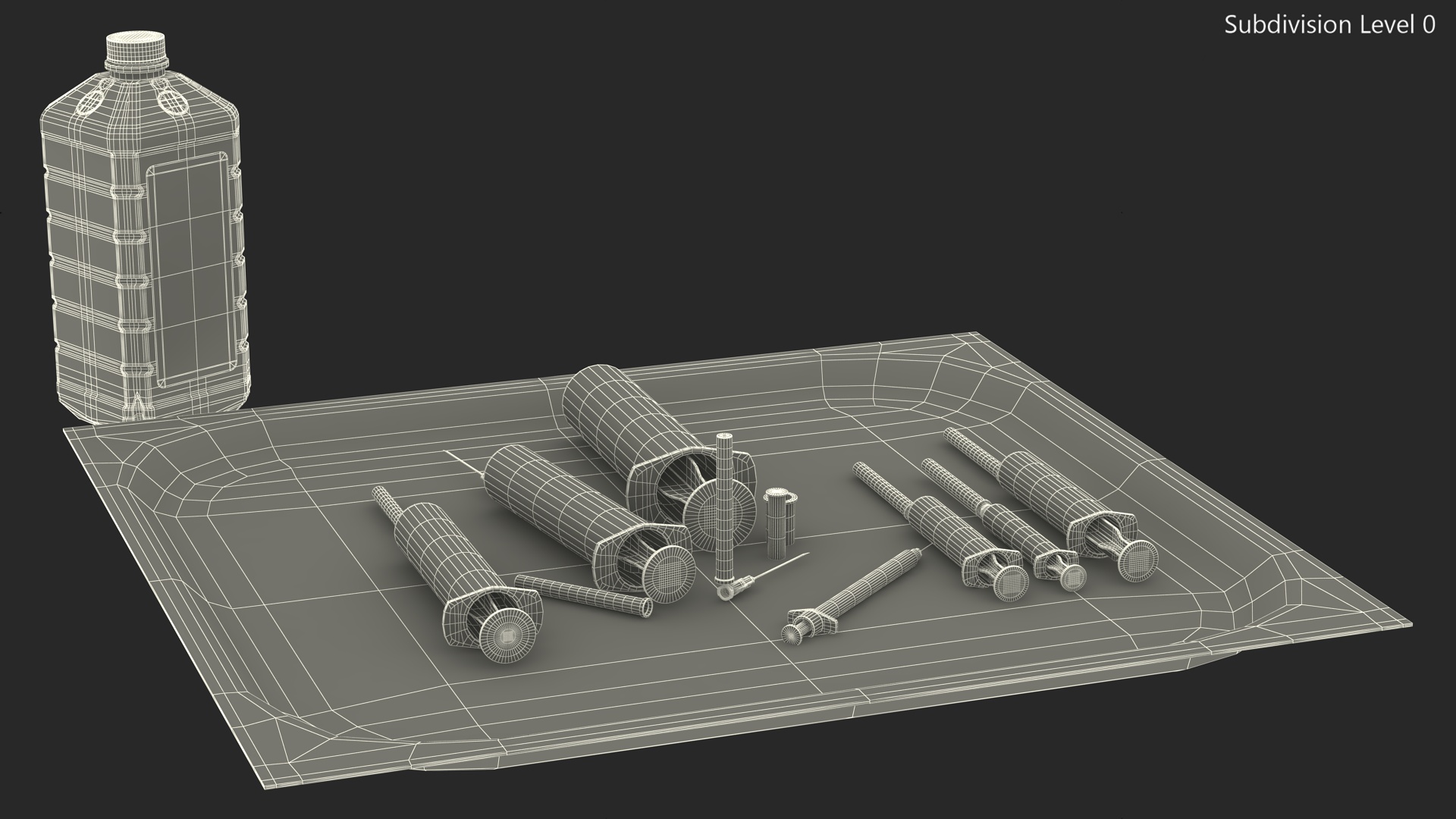 3D First Aid Antiseptic and Disposable Syringe model