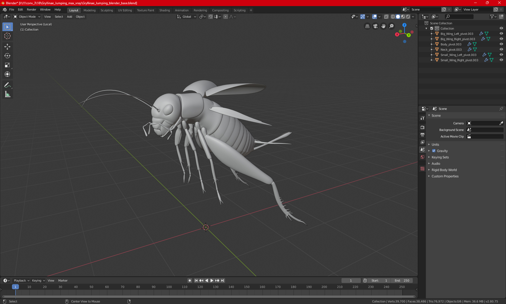 Gryllinae Jumping 3D