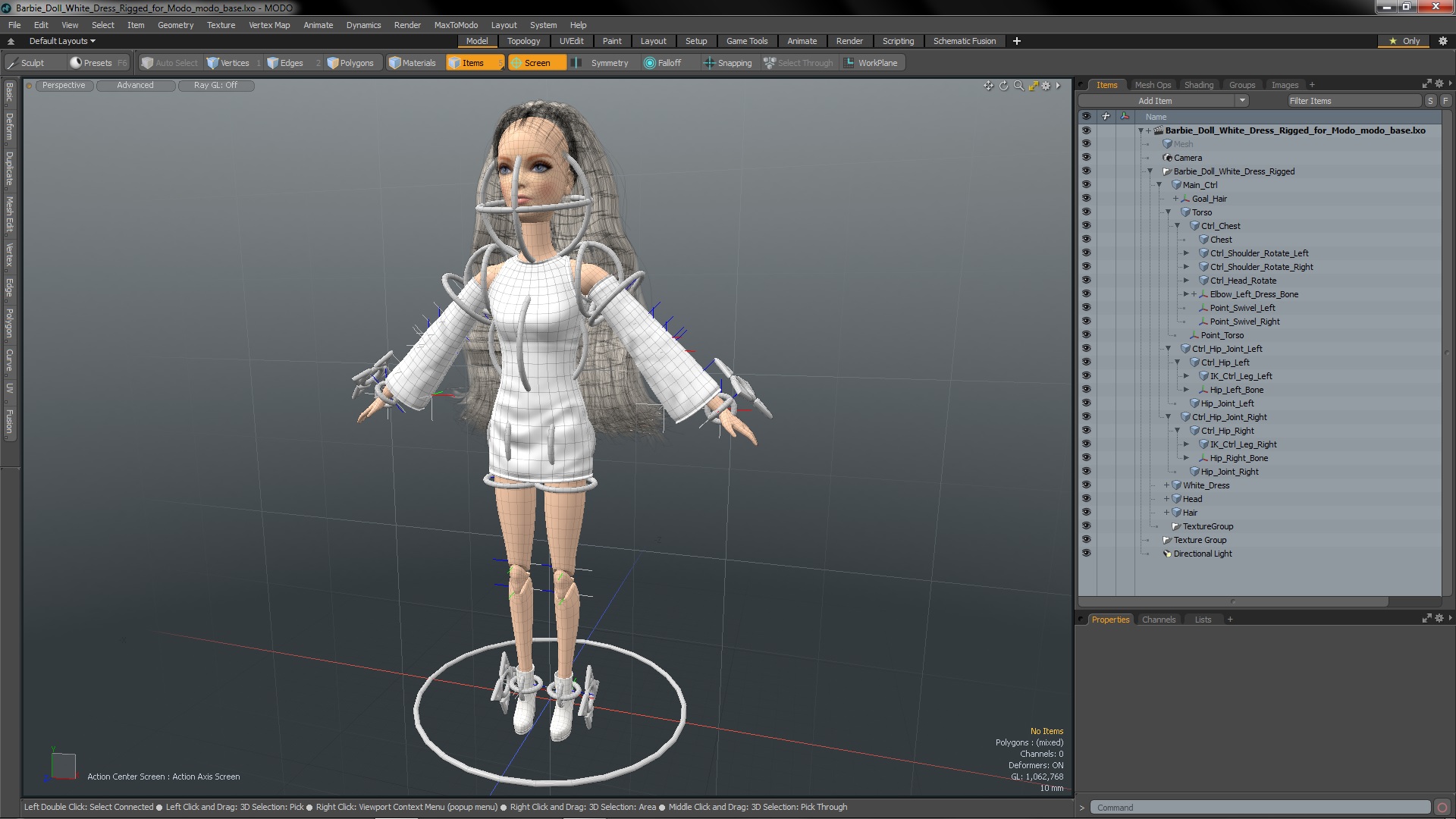 Barbie Doll White Dress Rigged for Modo 3D model
