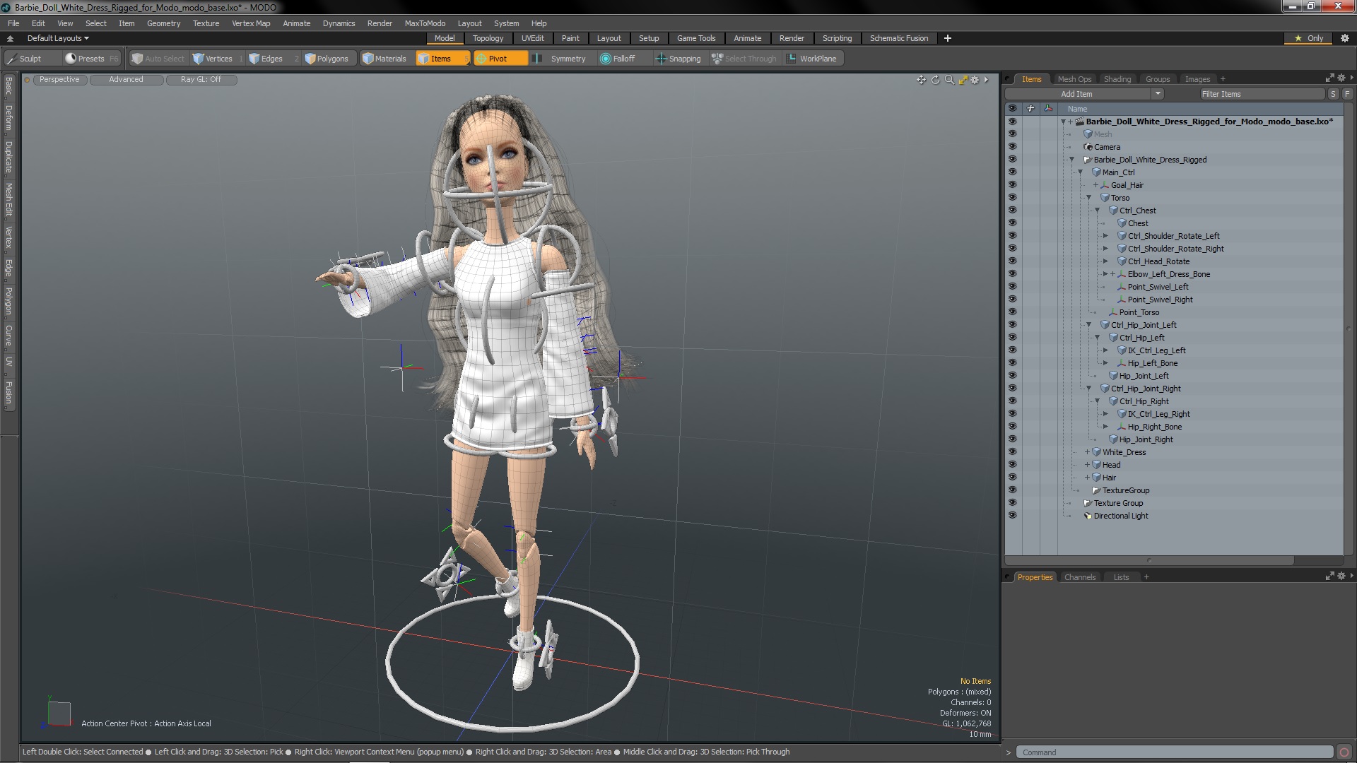 Barbie Doll White Dress Rigged for Modo 3D model