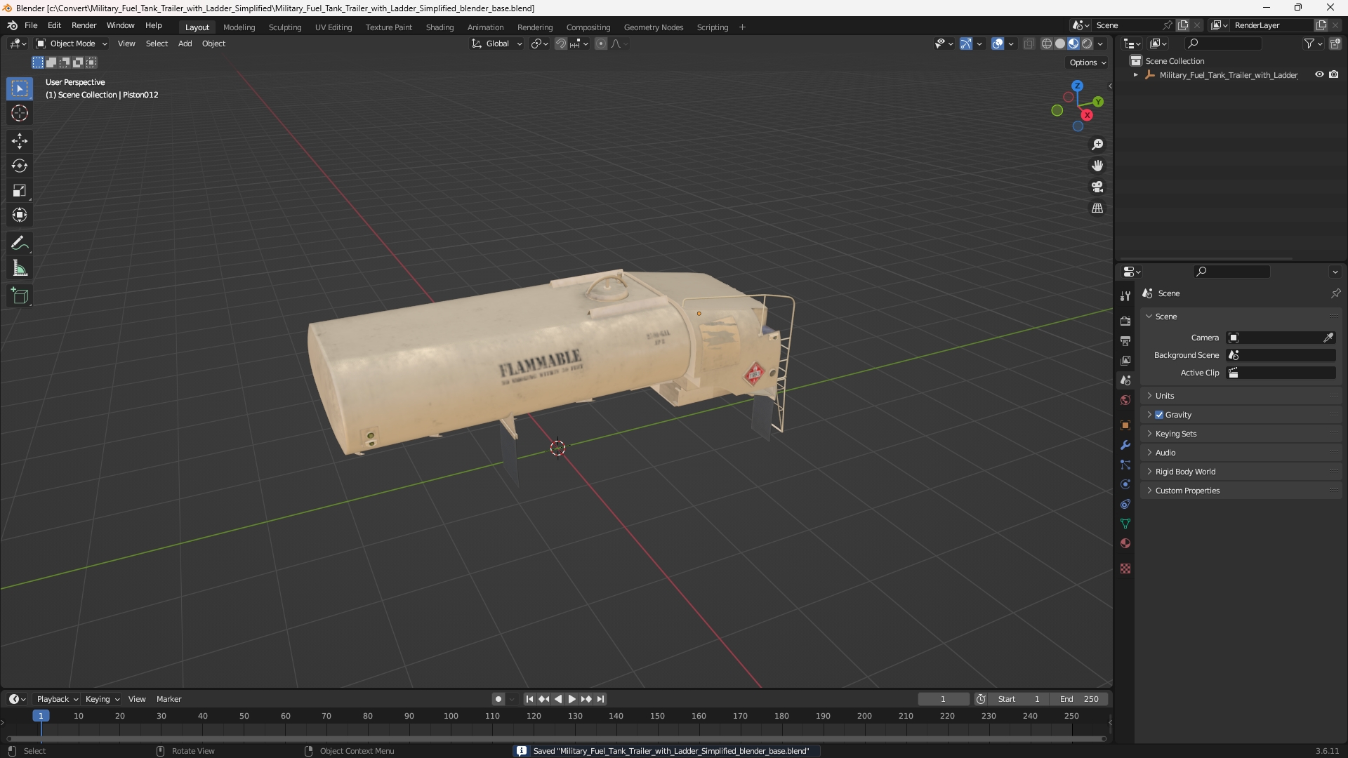 Military Fuel Tank Trailer with Ladder Simplified - view 10