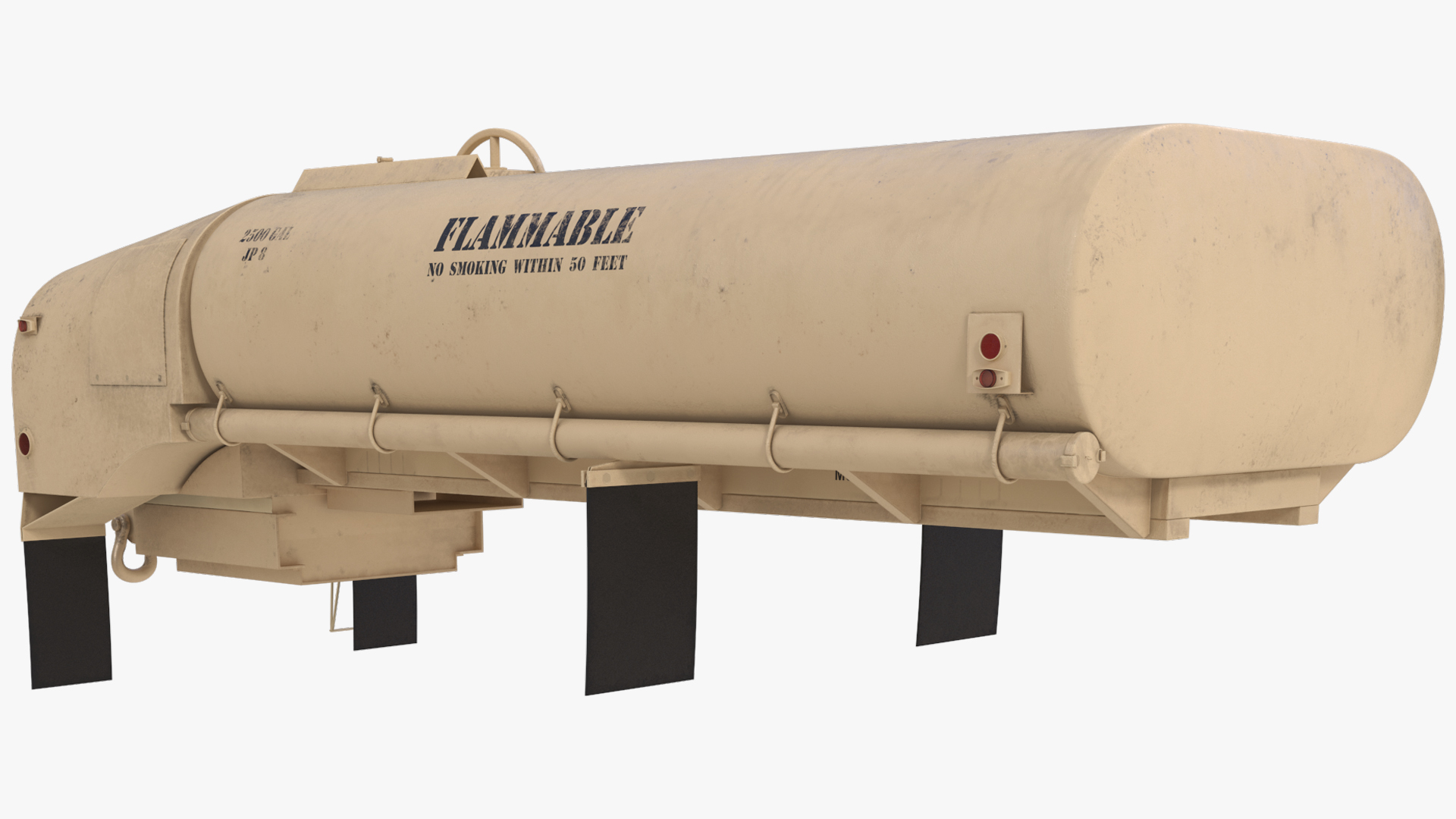 Military Fuel Tank Trailer with Ladder Simplified 3D model preview