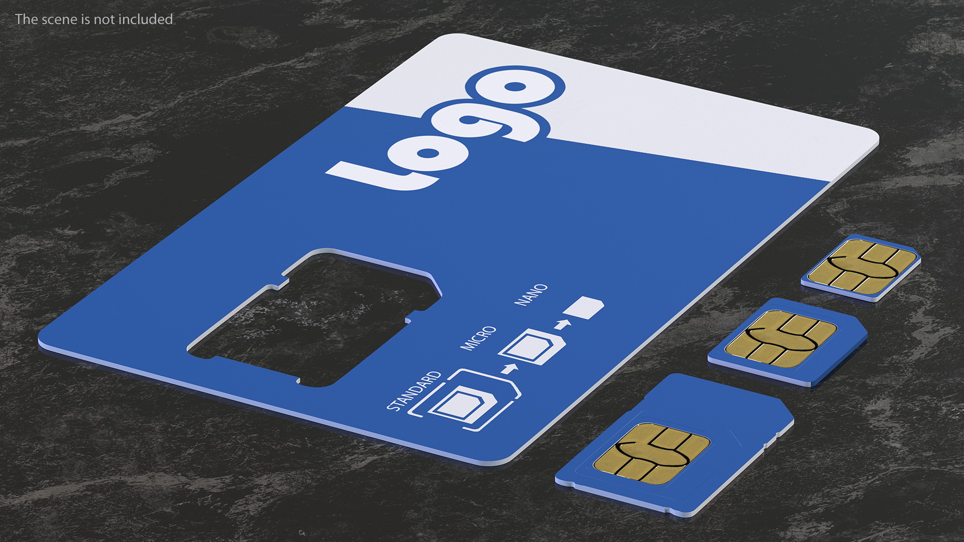 Sim Card Types Blue 3D model