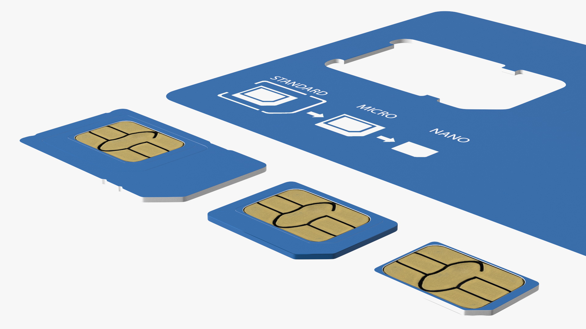 Sim Card Types Blue 3D model