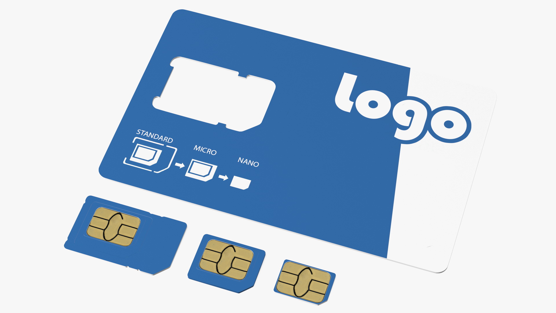 Sim Card Types Blue 3D model