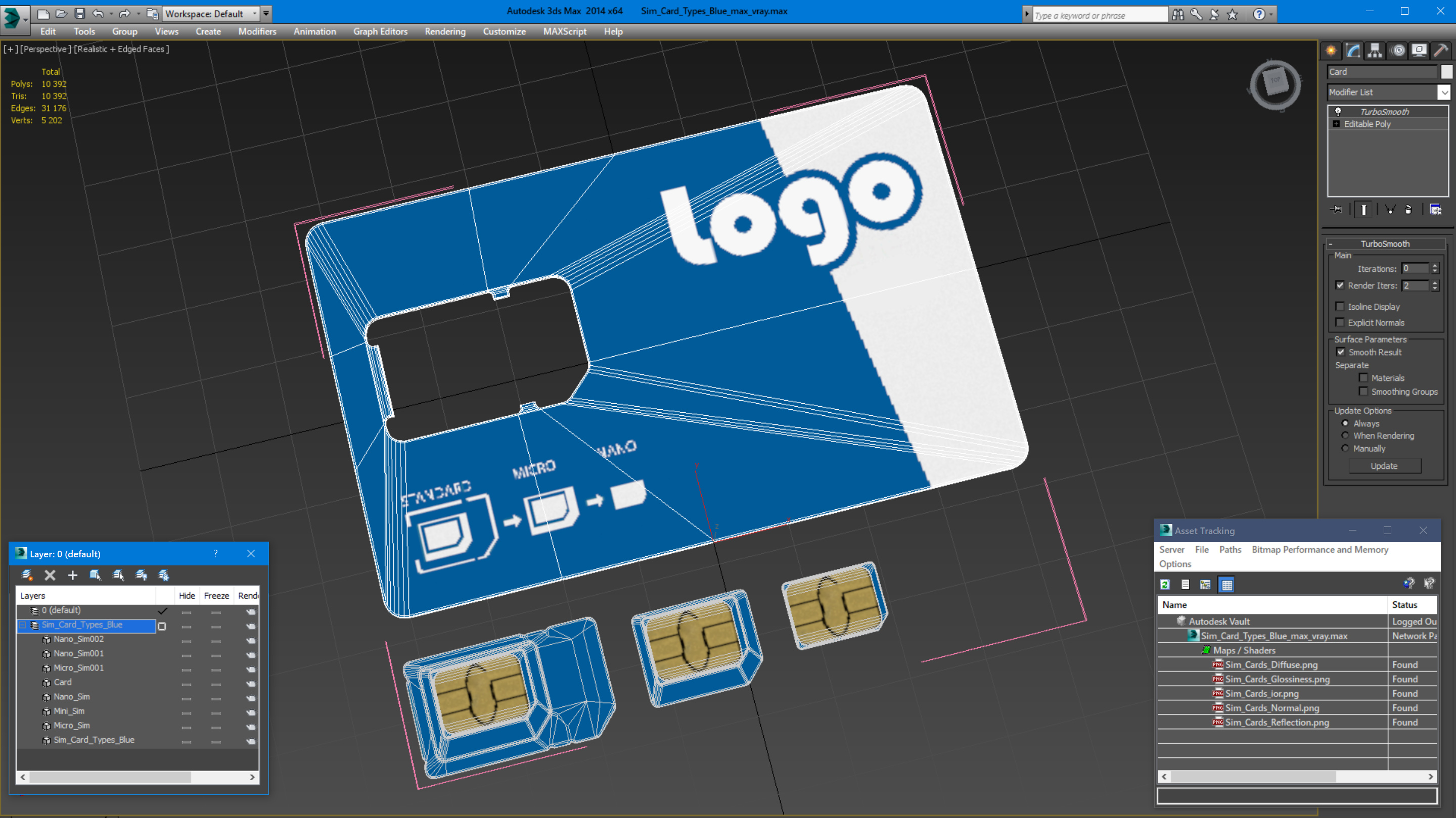 Sim Card Types Blue 3D model
