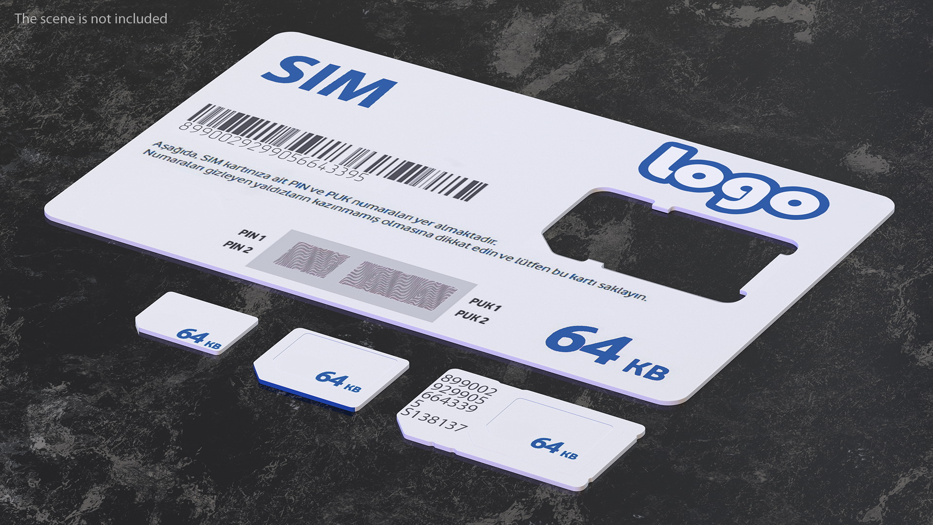 Sim Card Types Blue 3D model