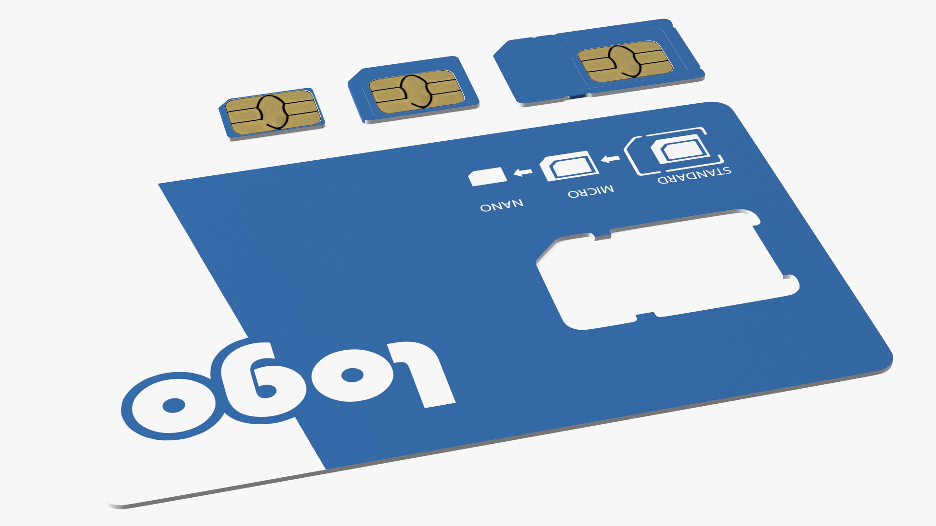 Sim Card Types Blue 3D model
