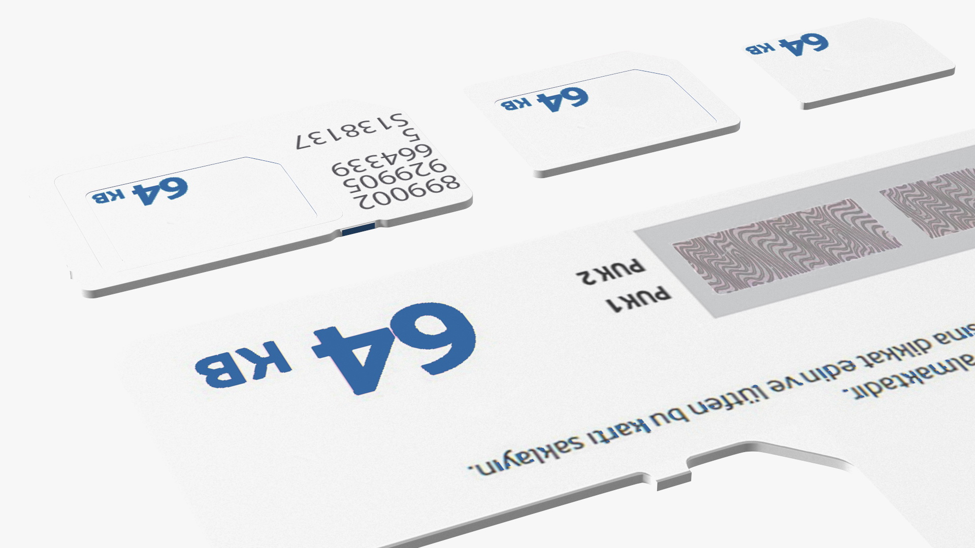 Sim Card Types Blue 3D model