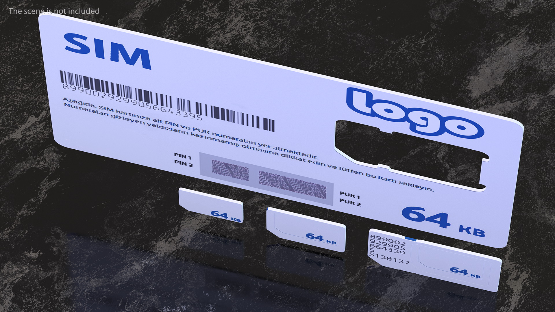 Sim Card Types Blue 3D model