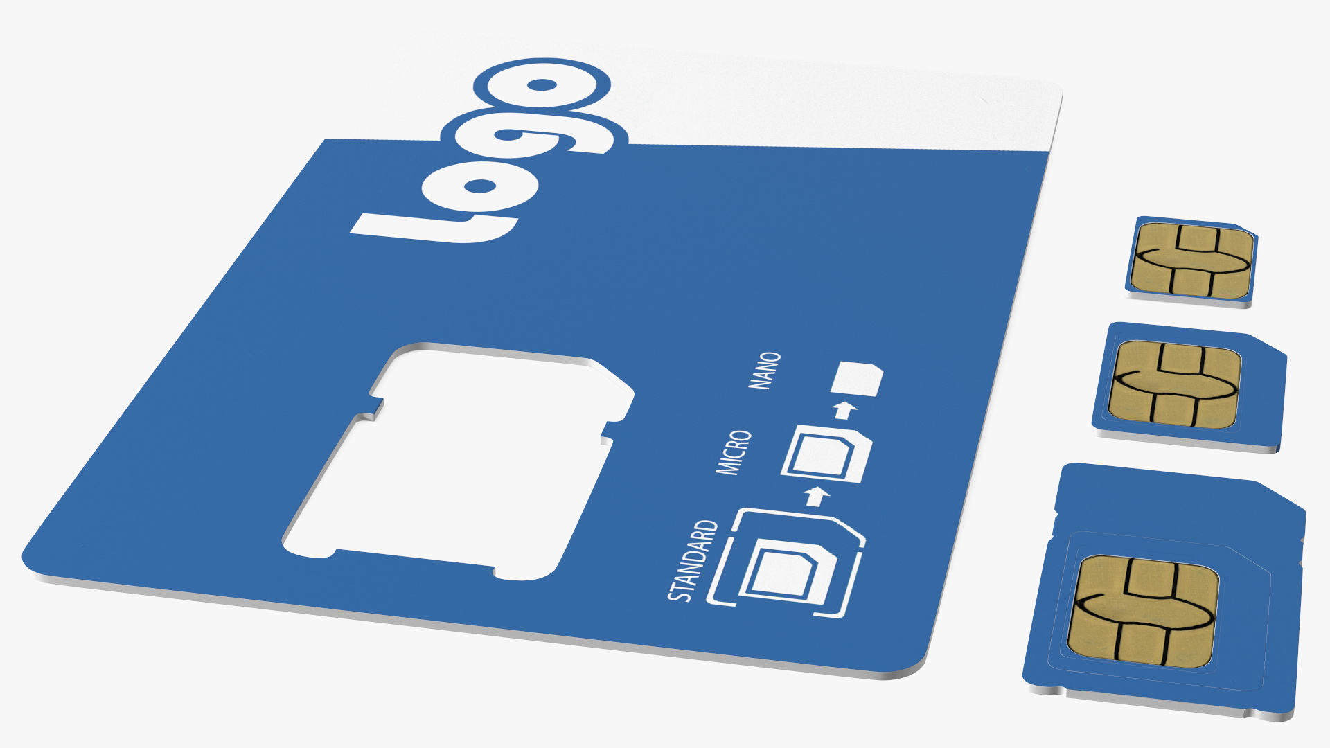 Sim Card Types Blue 3D model