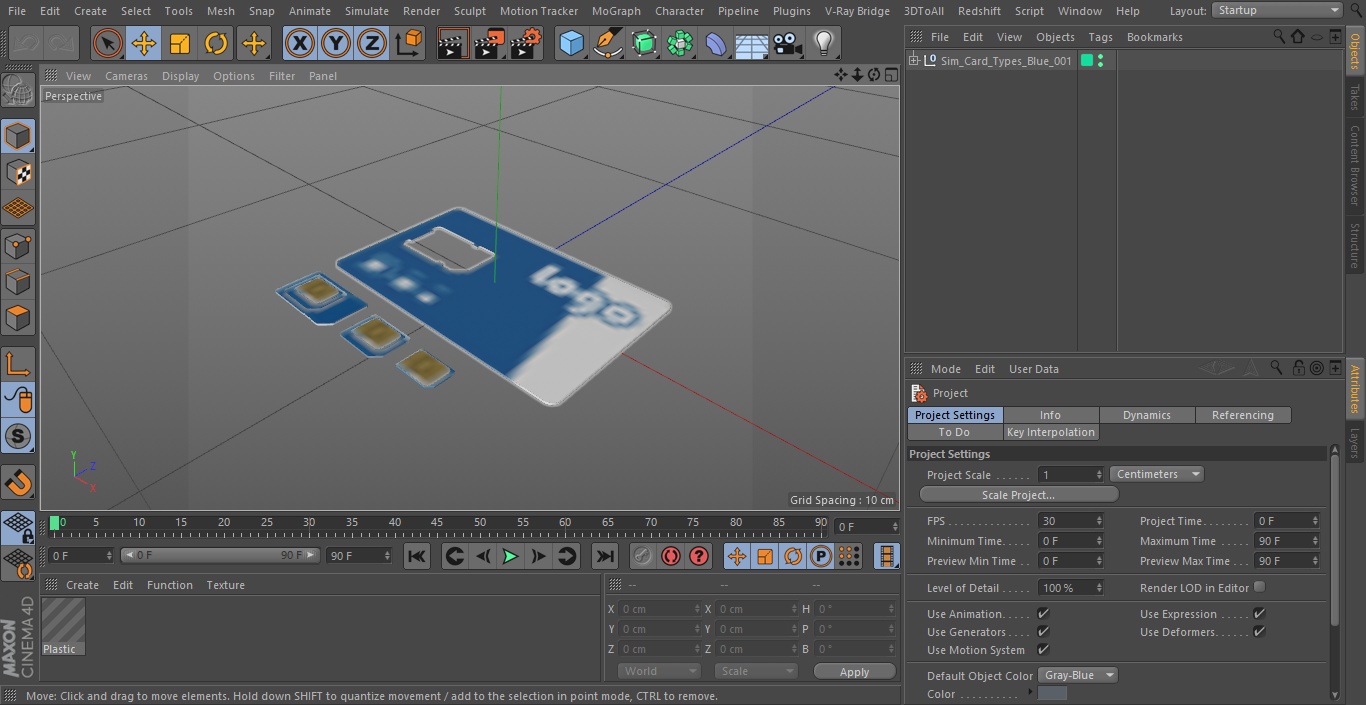 Sim Card Types Blue 3D model