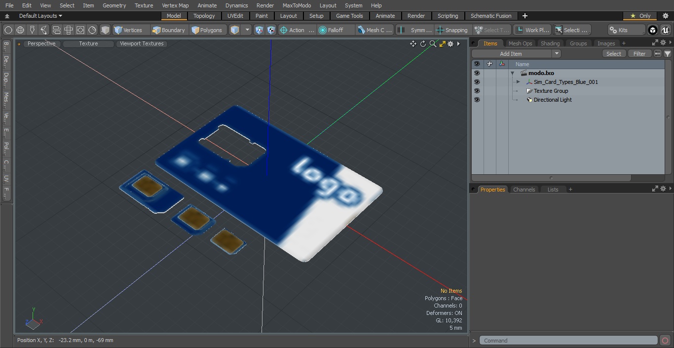 Sim Card Types Blue 3D model