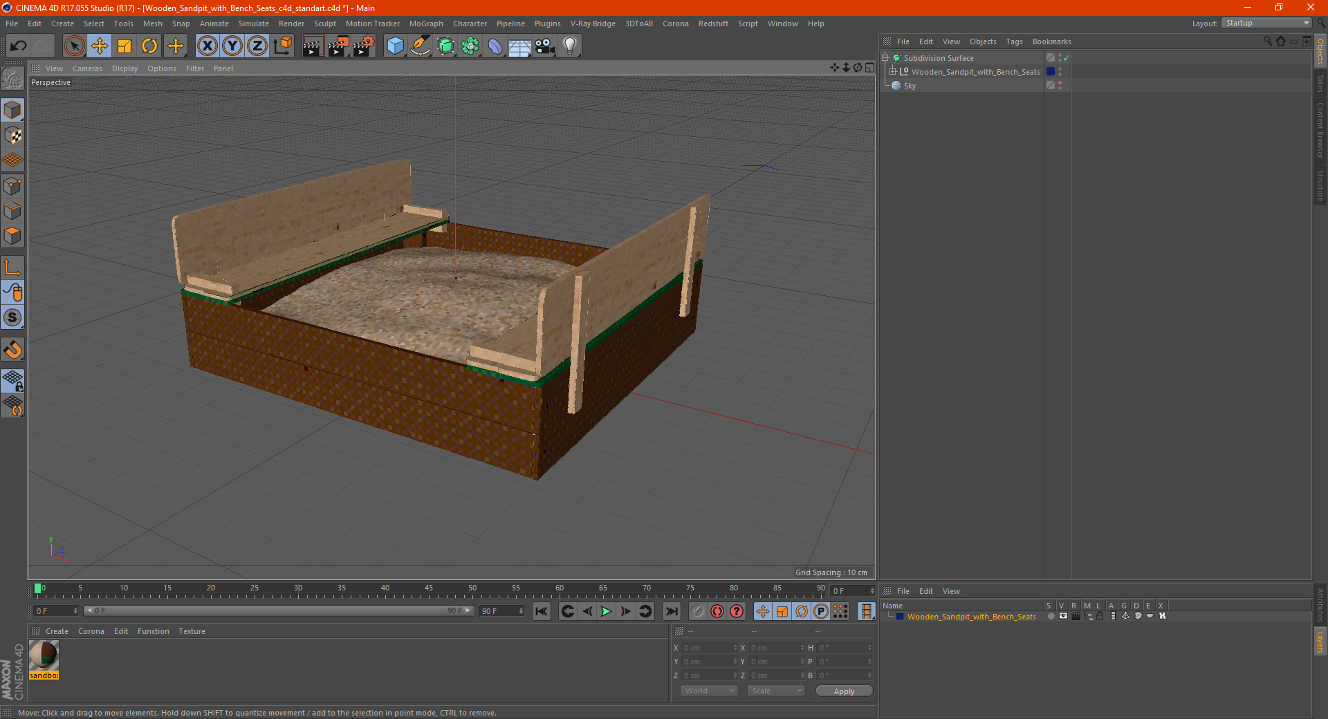 3D Wooden Sandpit with Bench Seats