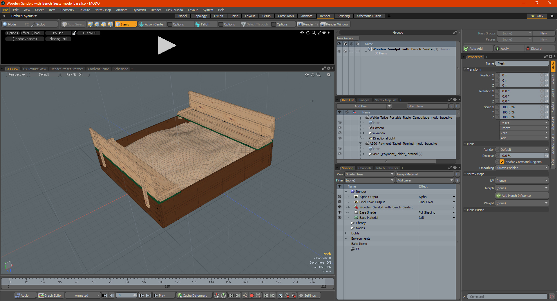 3D Wooden Sandpit with Bench Seats