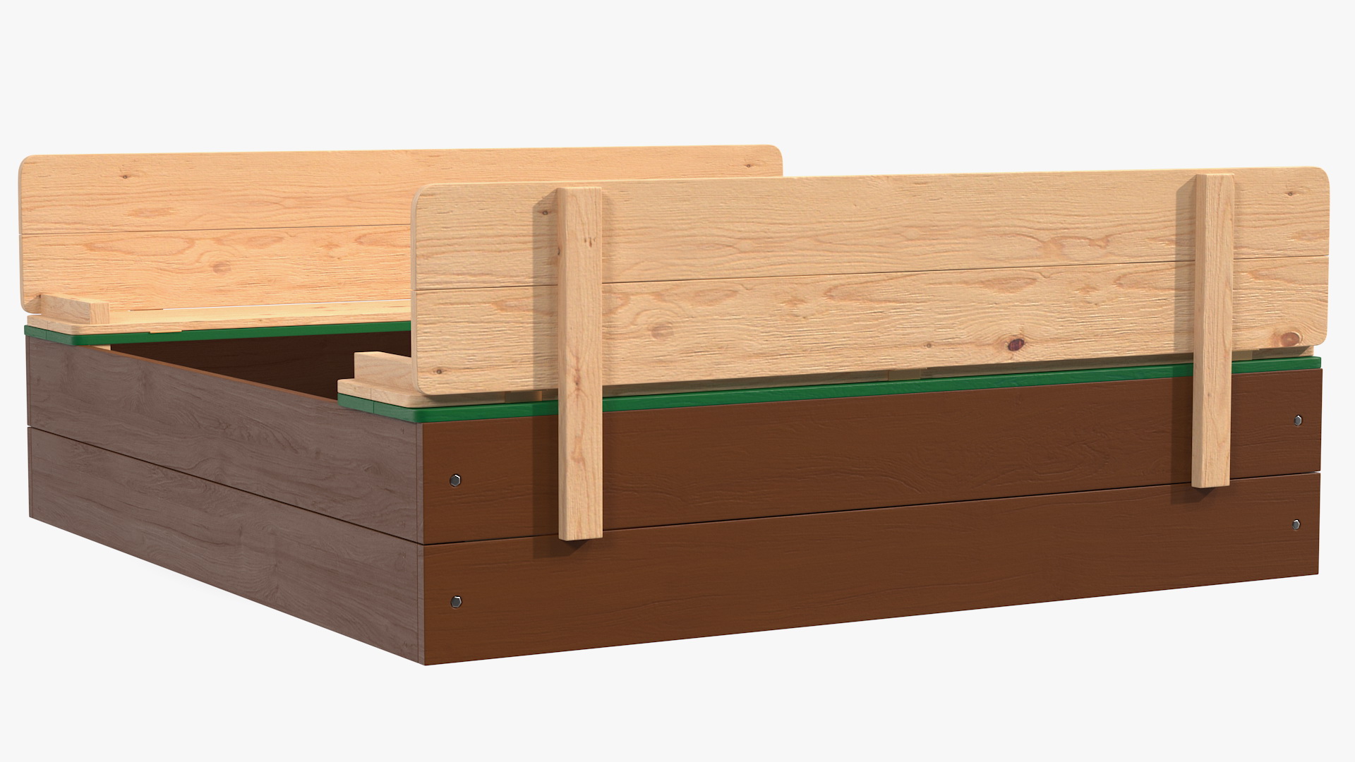 3D Wooden Sandpit with Bench Seats