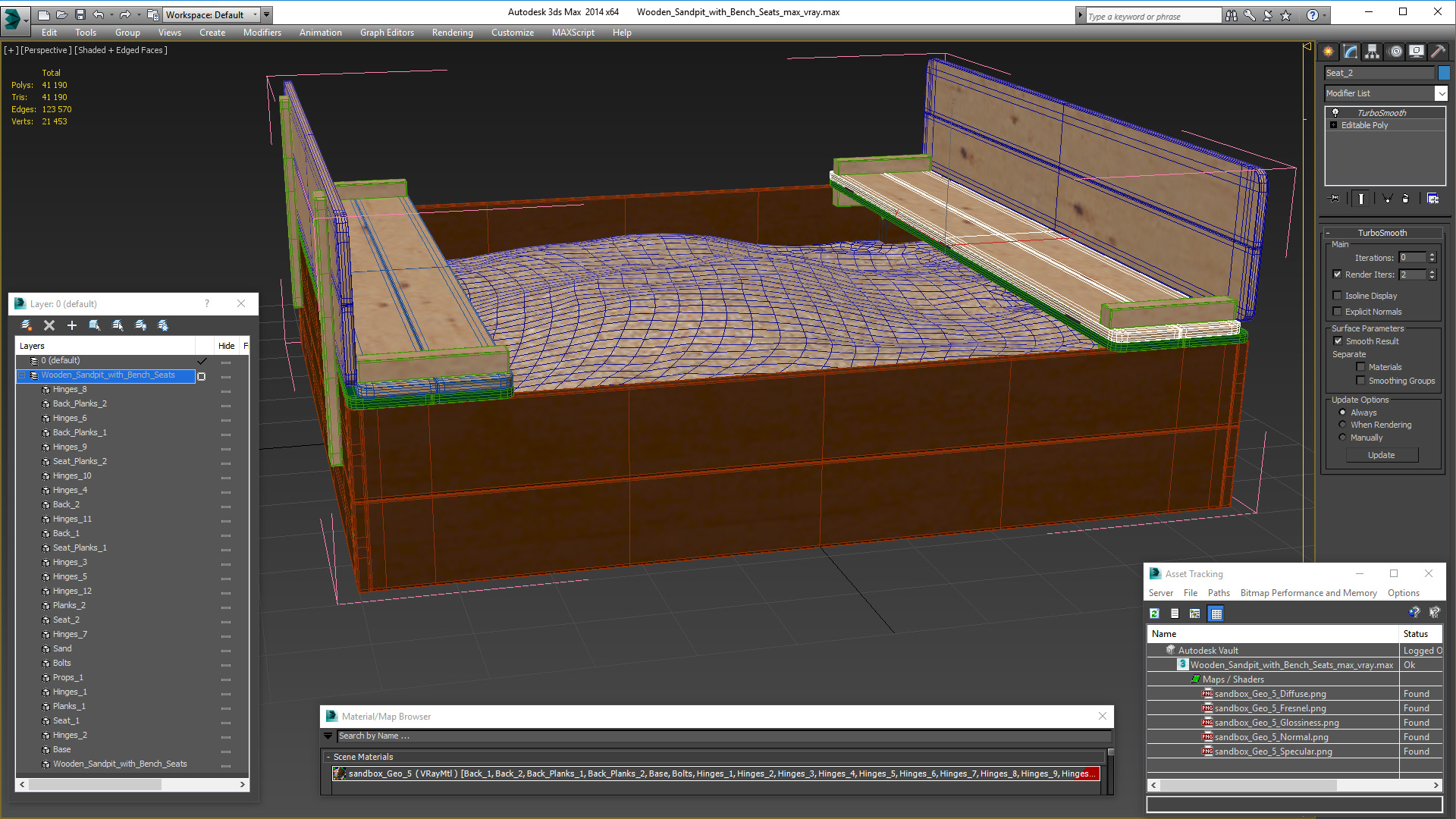 3D Wooden Sandpit with Bench Seats