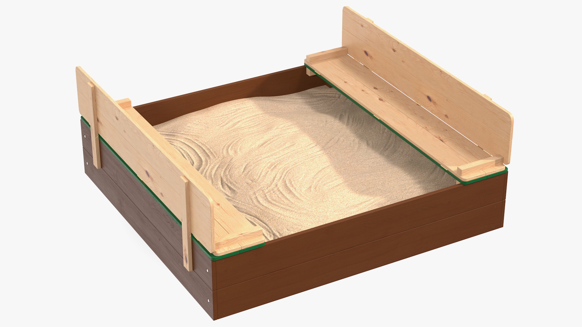 3D Wooden Sandpit with Bench Seats