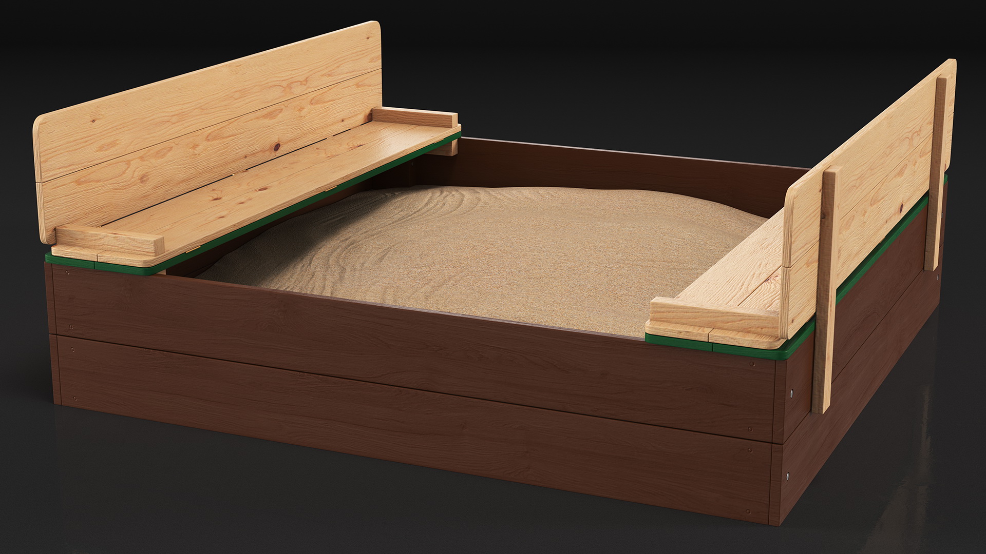 3D Wooden Sandpit with Bench Seats